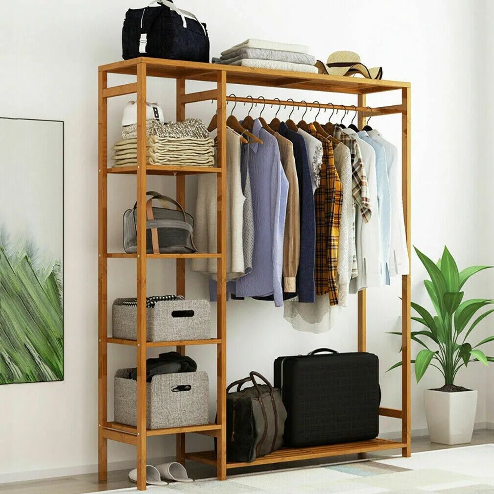 Heavy Duty Clothes Rail Garment Wardrobe Stand Hanging Rack Corner Hallway  Shelf | Ebay Within Heavy Duty Wardrobes (Photo 3 of 15)