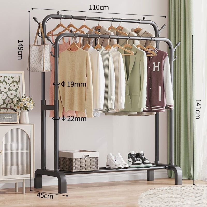 Heavy Duty Double Clothes Rail Hanging Rack Garment Display Stand Storage  Shelf | Ebay Throughout Double Hanging Rail For Wardrobe (Photo 10 of 15)