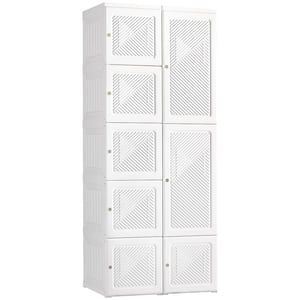 Homcom Portable Wardrobe Closet, Bedroom Armoire, Foldable Clothes  Organizer With Hanging Rods, And Magnet Doors, White 831 558 – The Home  Depot Intended For Wardrobes With Cube Compartments (Photo 5 of 15)