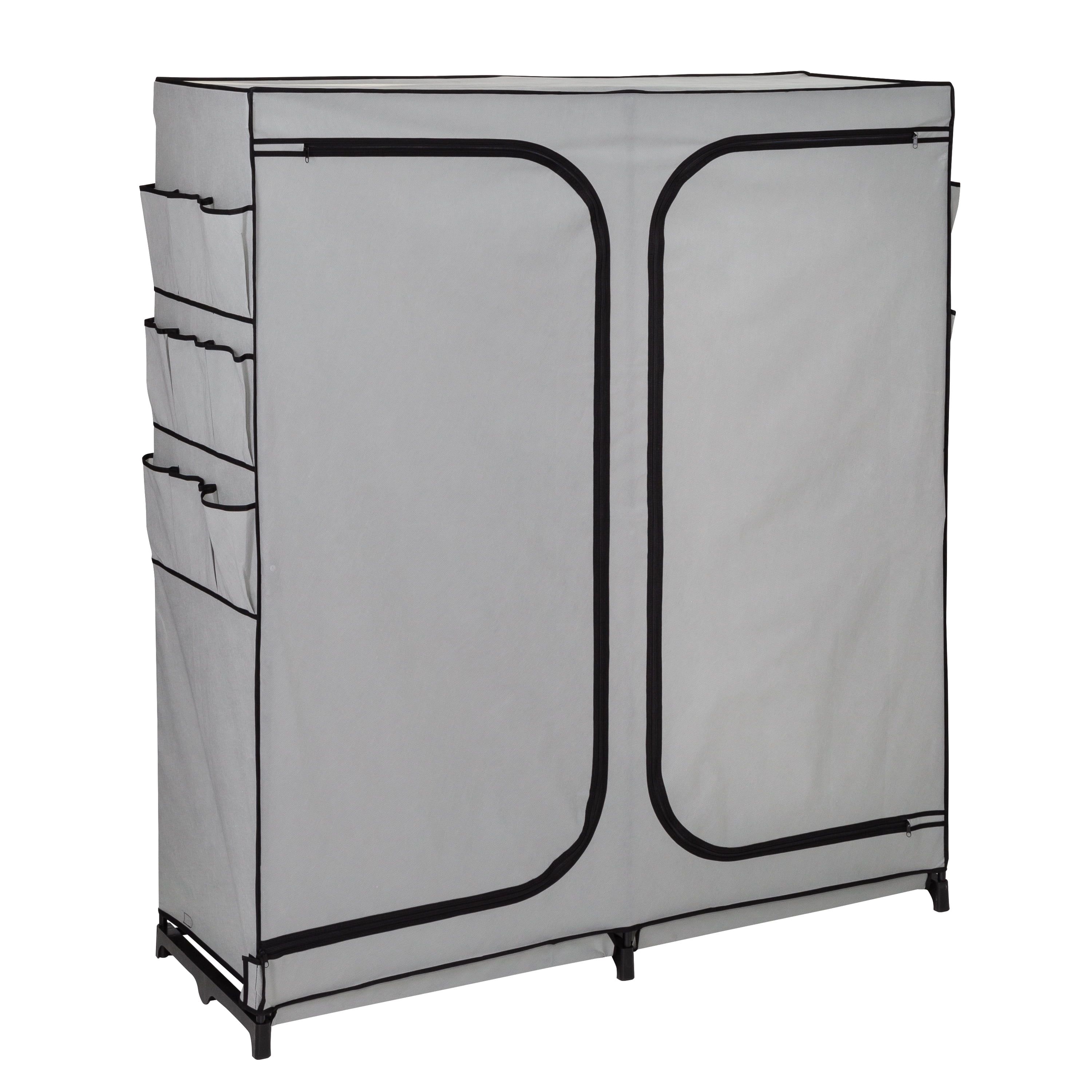 Honey Can Do 60 Inch Wide 2 Door Portable Wardrobe Closet With Cover & Side  Pockets – Walmart Throughout 60 Inch Wardrobes (View 6 of 15)
