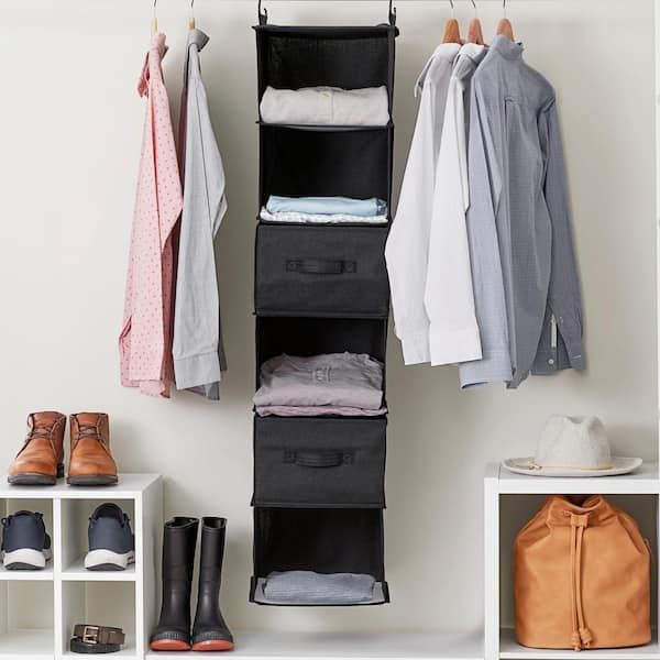 Household Essentials 5.0 Gal. Storage Bin Wide Closet Organizer Drawers  Hanging Shelf Drawers, Poly Linen With Sturdy Frame (2 Pak) 7605 1 – The  Home Depot For Wardrobes With 2 Bins (Photo 11 of 15)