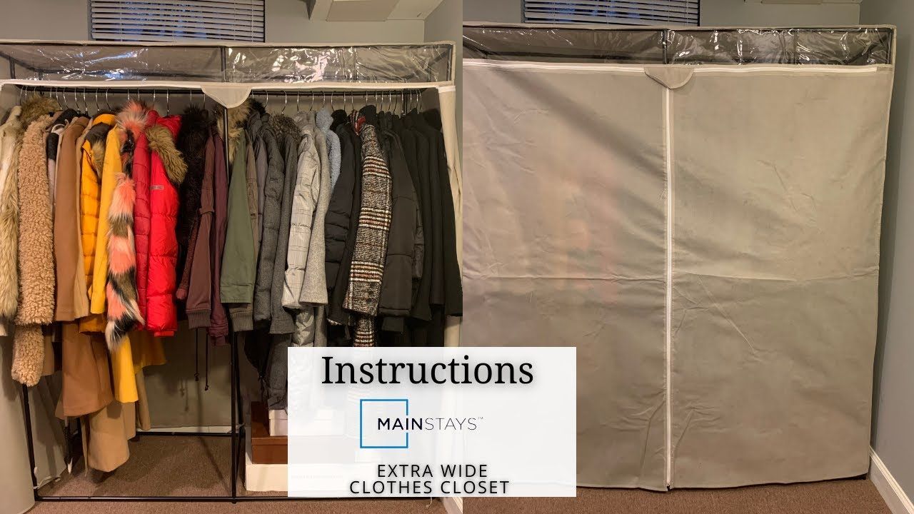 Instructions On Mainstays Extra Wide Clothes Closet – Youtube For Single Tier Zippered Wardrobes (View 9 of 15)