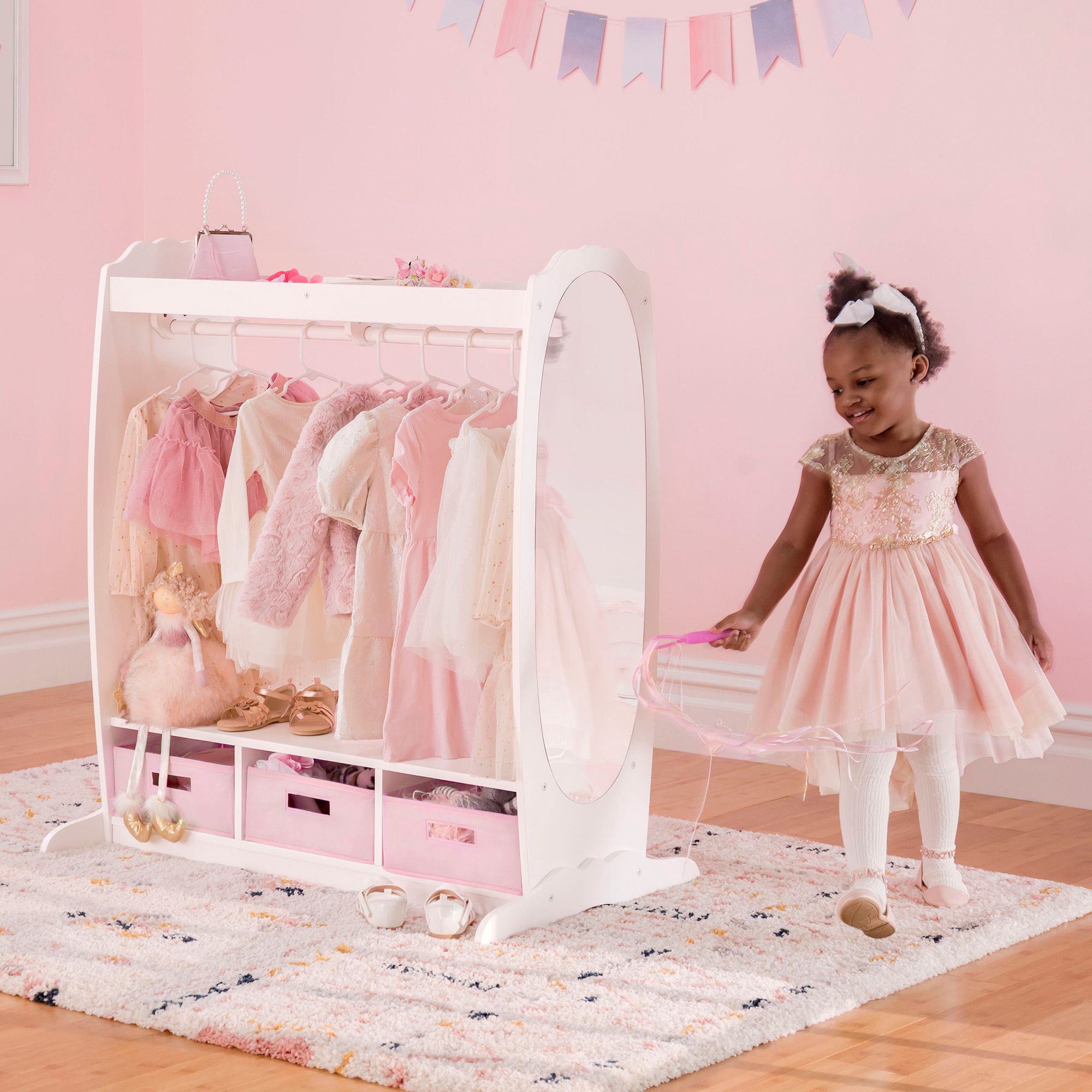Kids' Dress Up Storage – White – Guidecraft Kids' Furniture And Toys Within Kids Dress Up Wardrobe Closet (Photo 1 of 15)