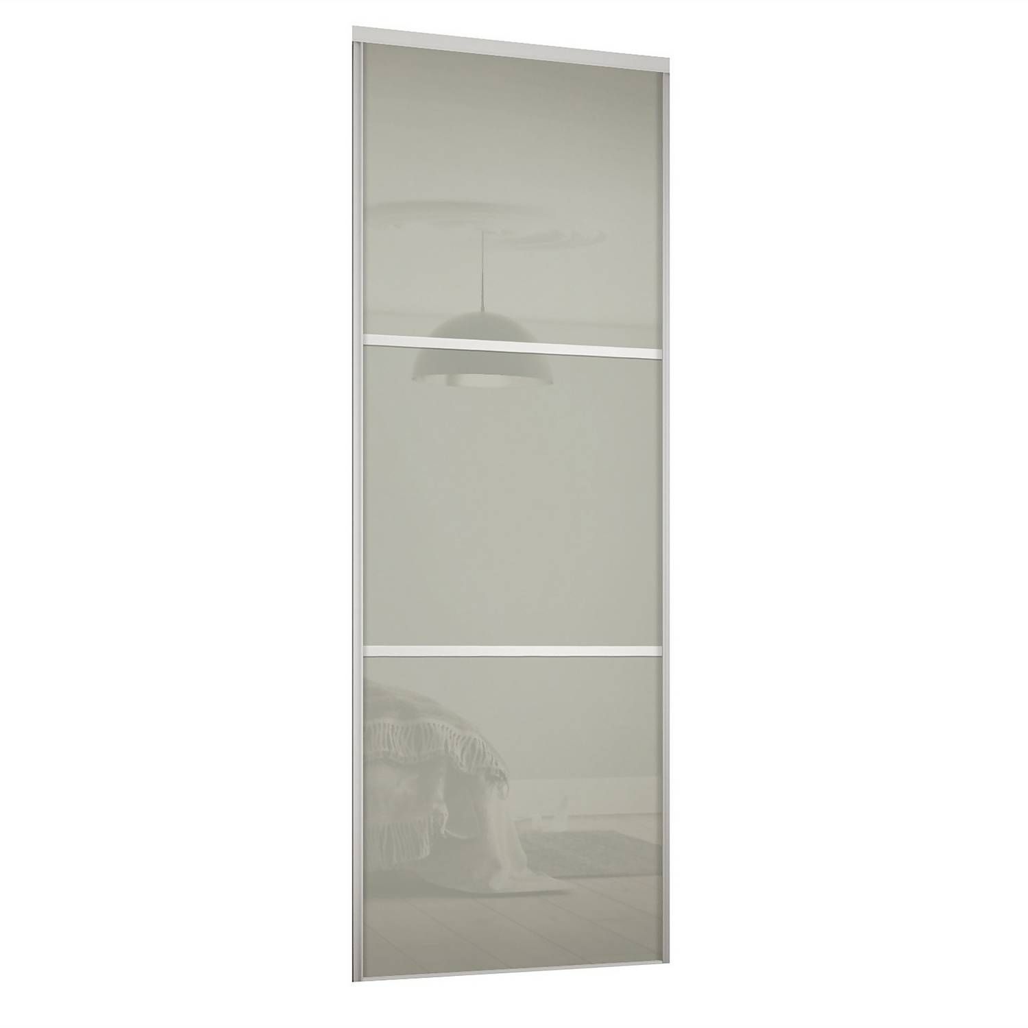 Linear Sliding Wardrobe Door 3 Panel Arctic White Glass With White Frame  (w)610mm | Homebase Regarding Arctic White Wardrobes (View 12 of 15)