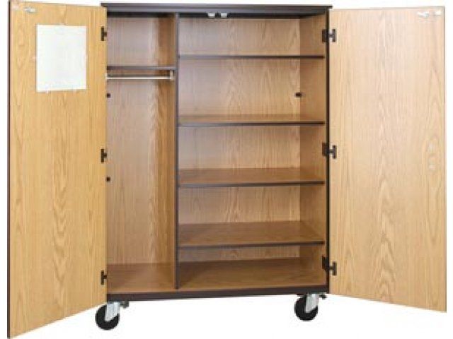 Locking Mobile Wardrobe Storage Closet  4 Adj Shelves, 66"h Irw 1084 Cl,  Wooden Storage Cabinets Inside Mobile Wardrobe Cabinets (View 3 of 15)