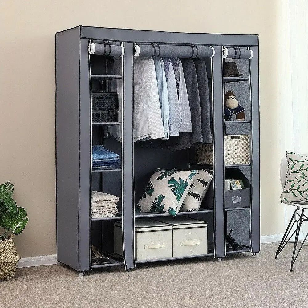 New Design Portable Closet Wardrobe Clothes Rack Storage Organizer Shelf  Durable | Ebay In Wardrobes With Shelf Portable Closet (View 10 of 15)
