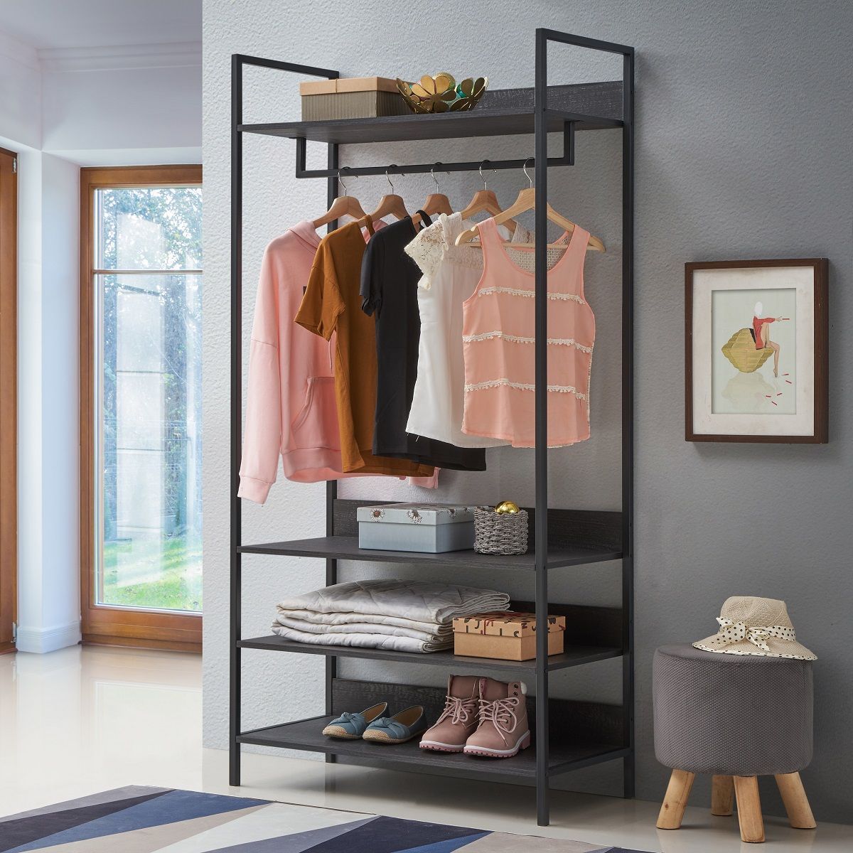 Open Wardrobe With 4 Shelves Intended For 4 Shelf Closet Wardrobes (View 3 of 15)