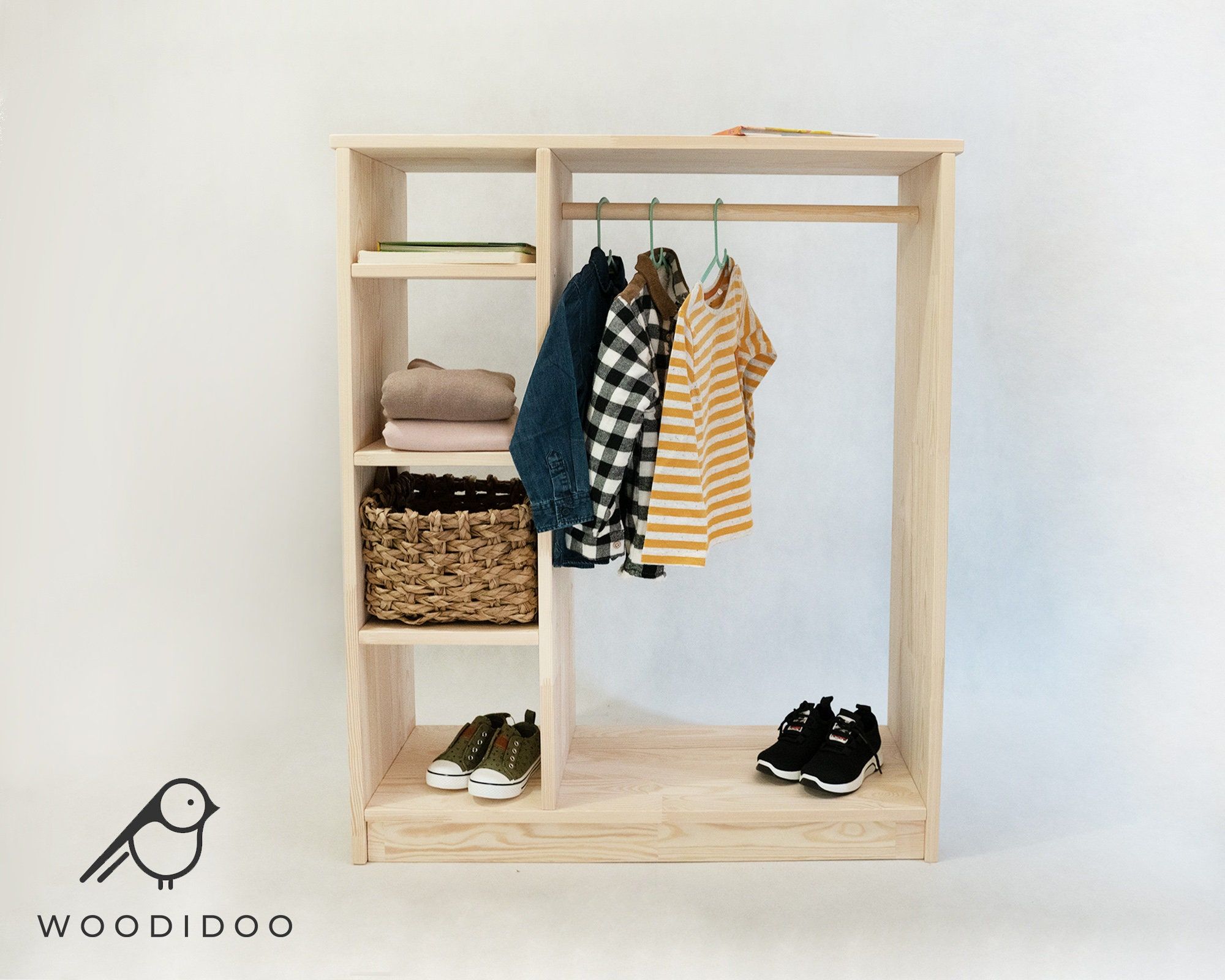 Pure Wood Toddler Wardrobe Montessori Rack Clothing Wardrobe – Etsy Regarding Nursery Wardrobes (View 7 of 15)