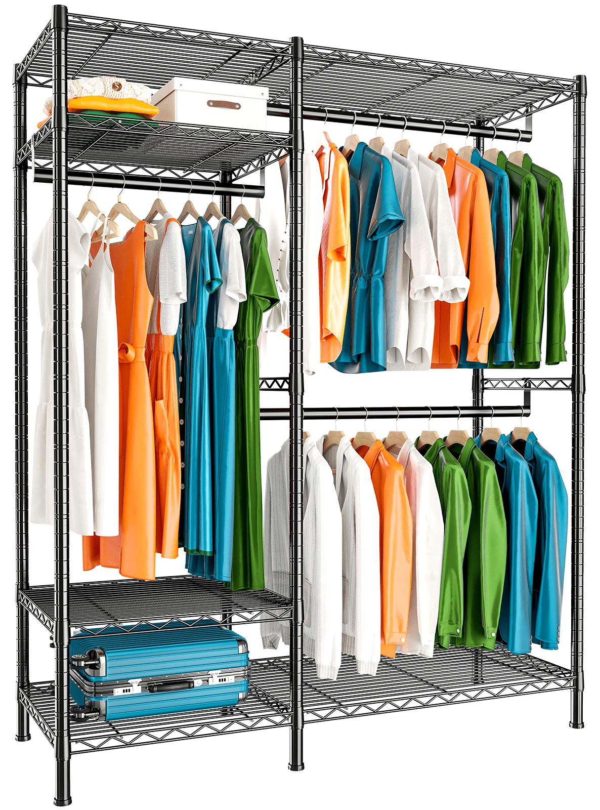 Raybee 77" Clothes Rack Wire Garment Rack Metal Closet Rack With Shelves  Loads 705lbs Heavy Duty Clothing Rack For Hanging Clothes Freestanding Wardrobe  Closet Organizer, Commercial, Black – Walmart Within Wire Garment Rack Wardrobes (Photo 1 of 15)
