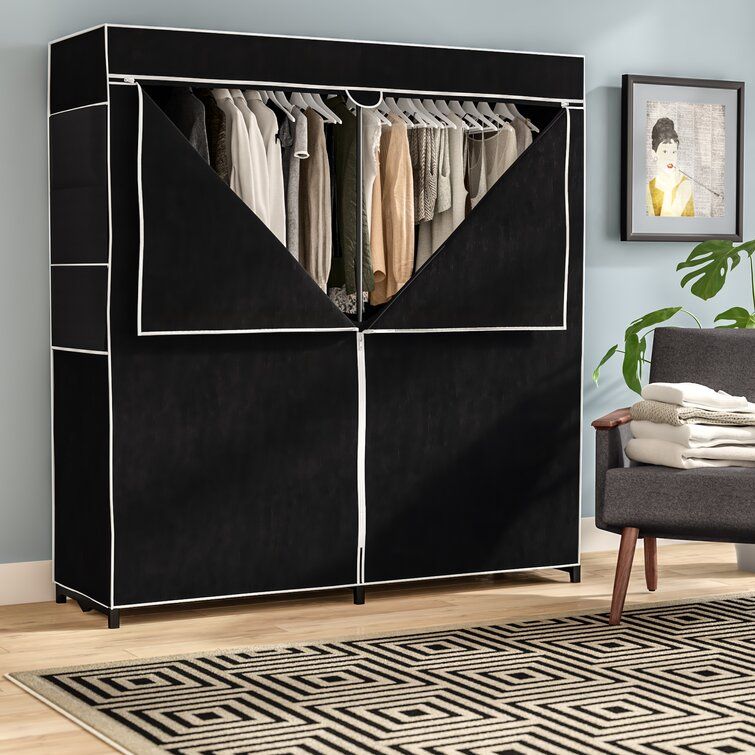 Rebrilliant 60'' Fabric Portable Wardrobe & Reviews | Wayfair For Extra Wide Portable Wardrobes (Photo 9 of 15)