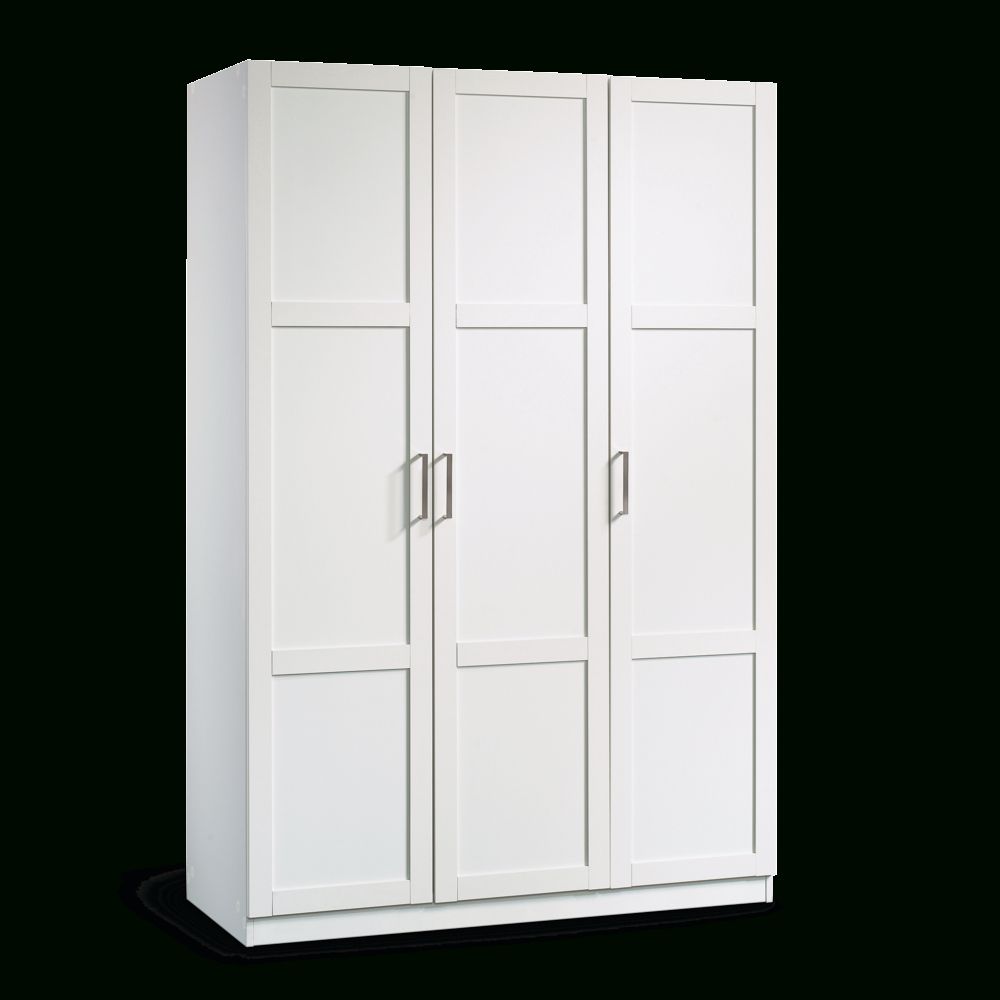 Sauder 3 Door Wardrobe/armoire Clothes Storage Cabinet With Hanger Rod &  Shelves, White | Canadian Tire Throughout White Wardrobe Armoire (Photo 4 of 15)