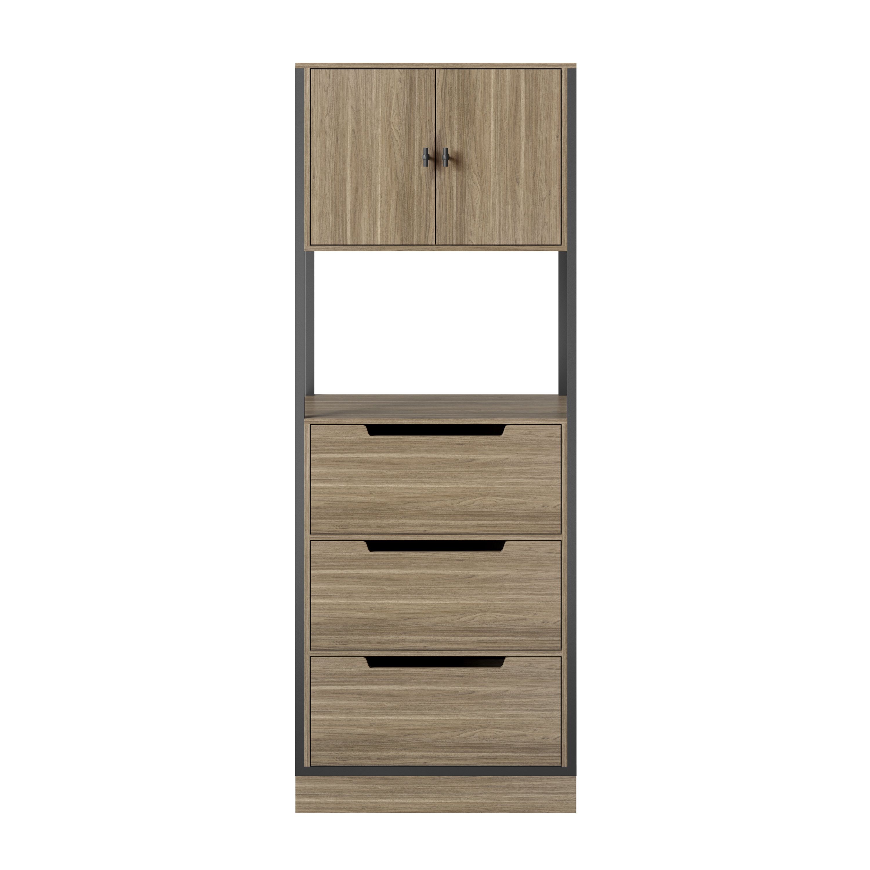 Scott Living Bryant 30" Wardrobe With 3 Drawer And 2 Door Cabinet Closet  System | Wayfair Intended For 2 Separable Wardrobes (Photo 9 of 15)