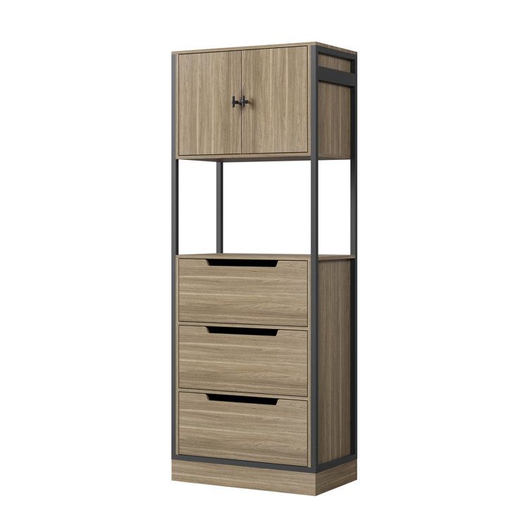 Scott Living Bryant 30" Wardrobe With 3 Drawer And 2 Door Cabinet Closet  System | Wayfair Intended For 2 Separable Wardrobes (Photo 5 of 15)
