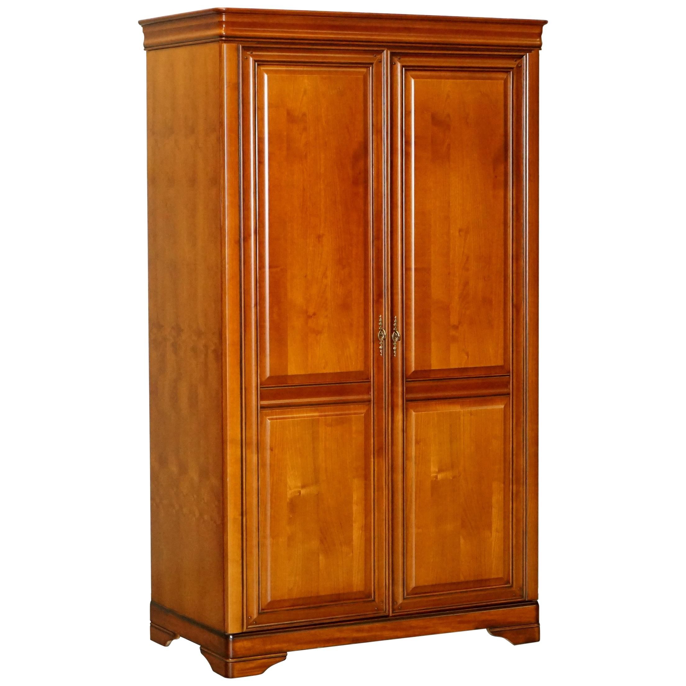 Stunning Solid Cherry Wood Double Bank Wardrobe Part Of A Large Suite Must  See At 1stdibs | Cherry Wood Wardrobes, Big Double Wardrobe, Cherry Wood  Closet Intended For Wardrobes In Cherry (View 11 of 15)