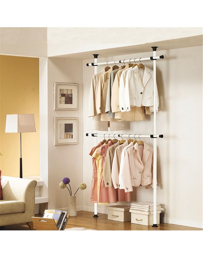 Telescopic Wardrobe Organiser Double Hanging Rail | Scott's Of Stow Within Double Hanging Rail For Wardrobe (Photo 3 of 15)