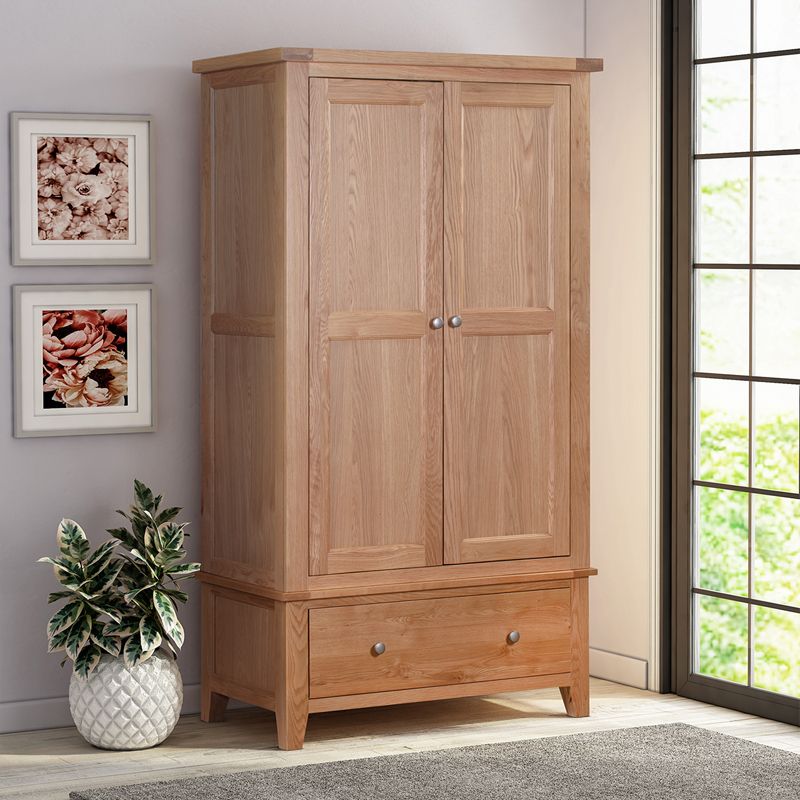 This Light Oak 2 Door Wardrobe Is Part Of The Hardwick Light Oak Range. Intended For Wardrobes With Two Drawers (Photo 15 of 15)