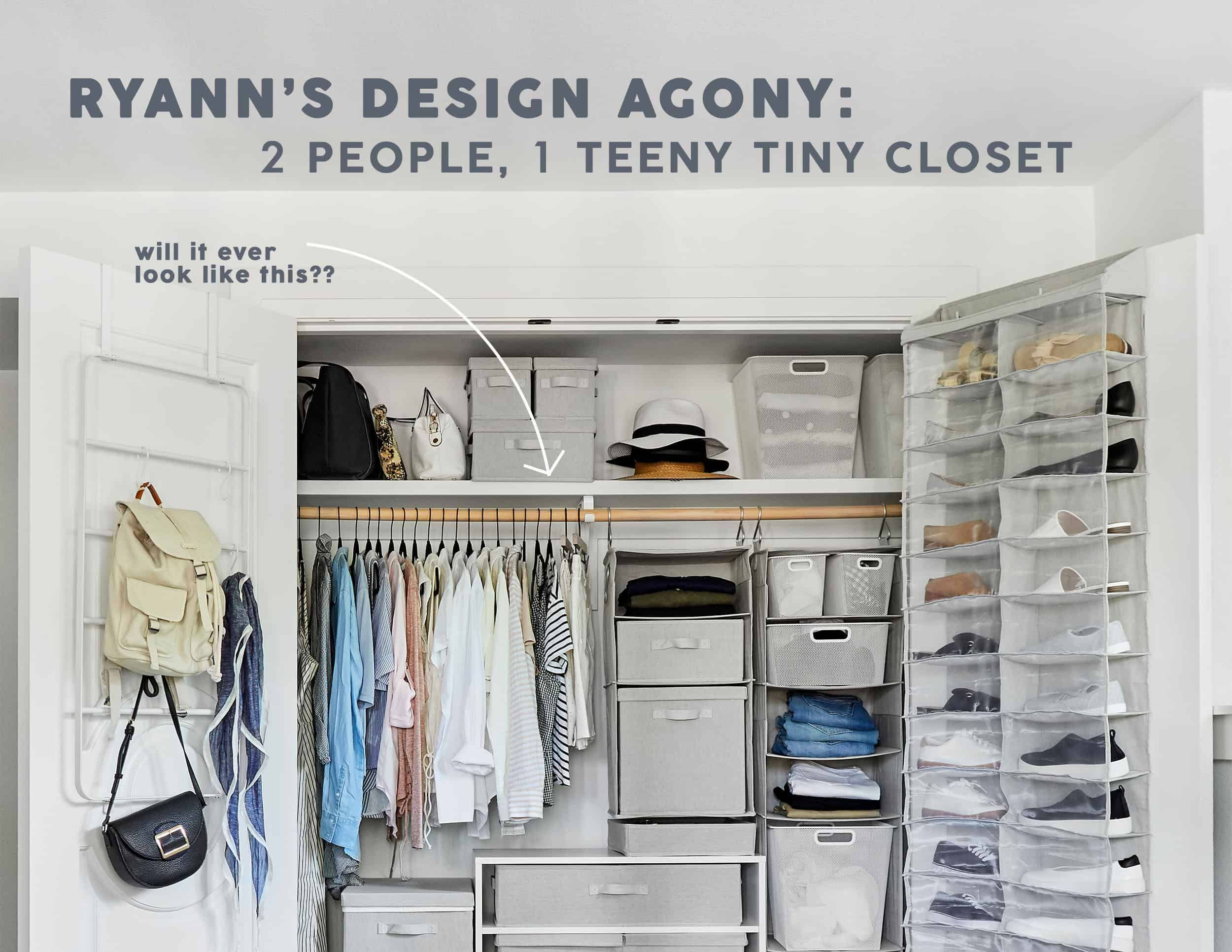 Two People, One Tiny Closet – A Small Space Storage Agony With 5 Problems &  5 Clever Solutions – Emily Henderson With Single Tier Zippered Wardrobes (View 14 of 15)
