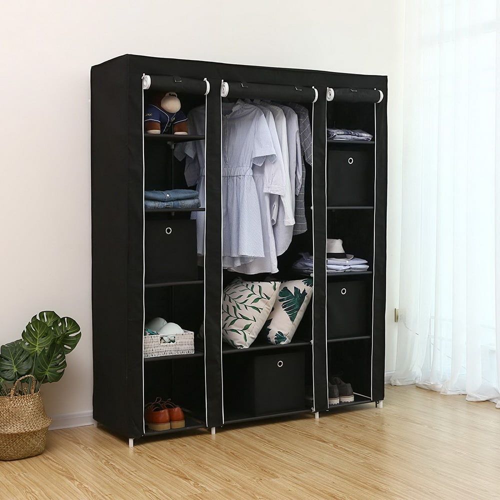 Ubesgoo Portable Closet Organizer Wardrobe Storage Clothes Organizer With  12 Shelves, Black – Walmart Inside Wardrobes With Shelf Portable Closet (Photo 5 of 15)