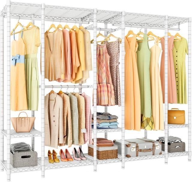 Vipek V50i Extra Large Portable Closet Rack Bedroom Armoire Freestanding Wardrobe  Closet, Heavy Duty Clothes Rack Multi Functional Metal Clothing Rack For  Hanging Clothes, Max Load 1100lbs, White – Newegg Inside Extra Wide Portable Wardrobes (Photo 1 of 15)