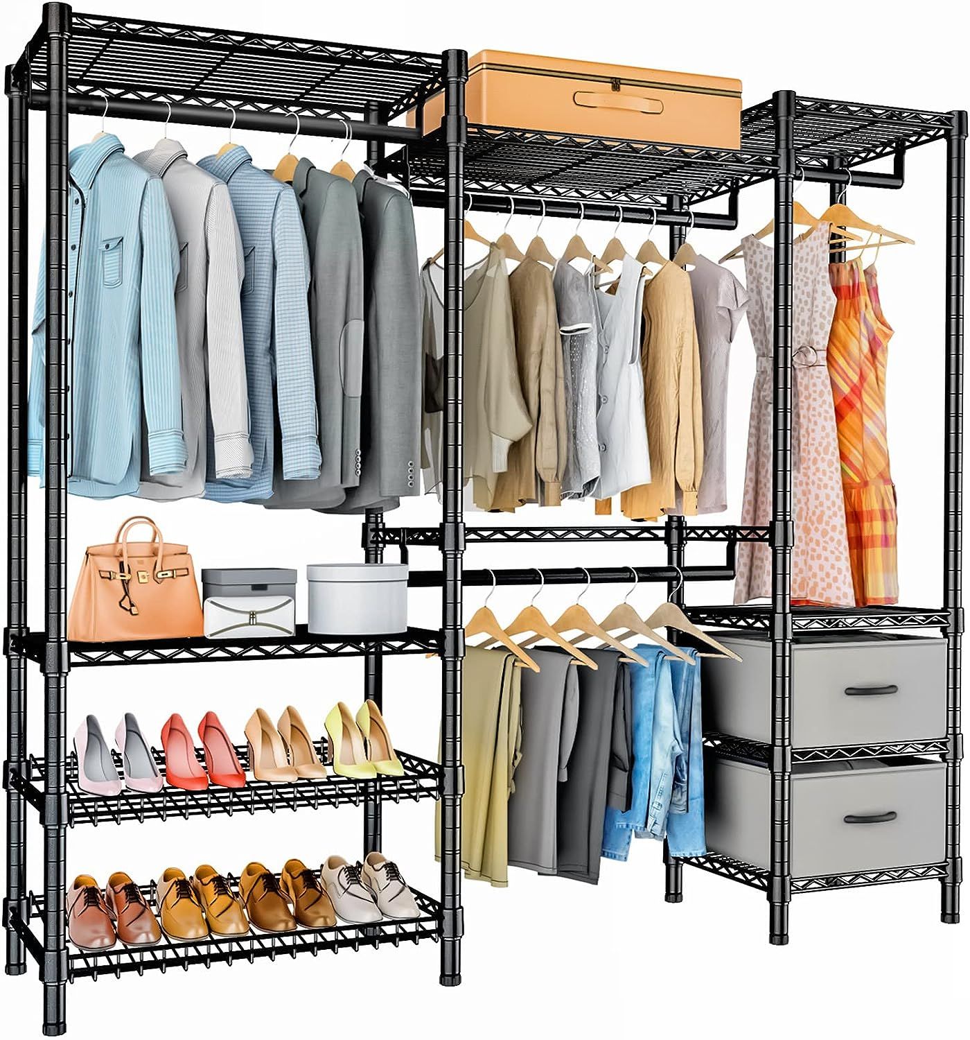Vipek V8 Wire Garment Rack 5 Tiers Heavy Duty India | Ubuy In 5 Tiers Wardrobes (View 14 of 15)