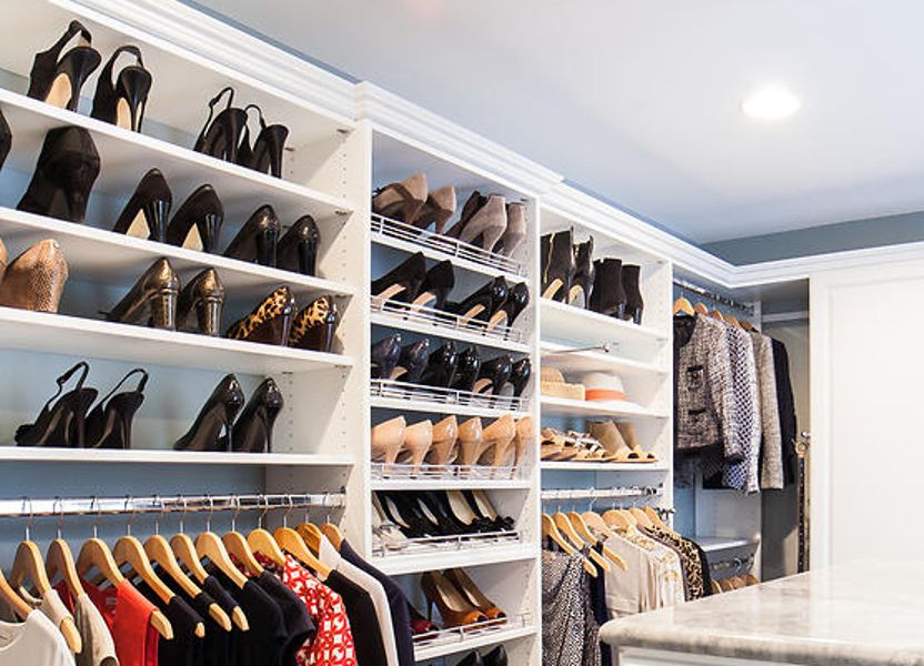 Walk In Closet With Built In Shoe Shelves Transitional, 60% Off Pertaining To Wardrobe Shoe Storages (Photo 8 of 15)