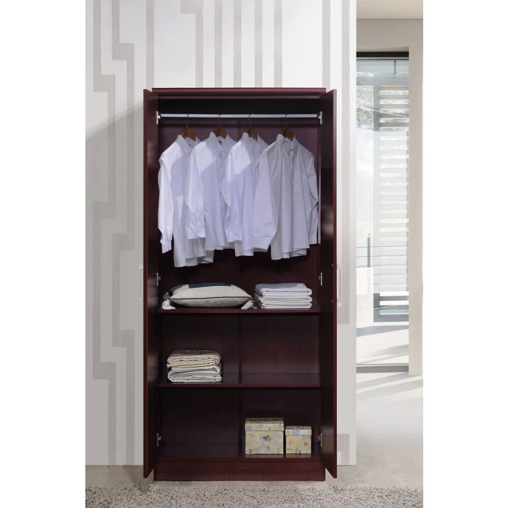 Wardrobes 2 – Door Wardrobe With 4 – Shelves Mahogany 17.00 X 31.50 X  (View 14 of 15)