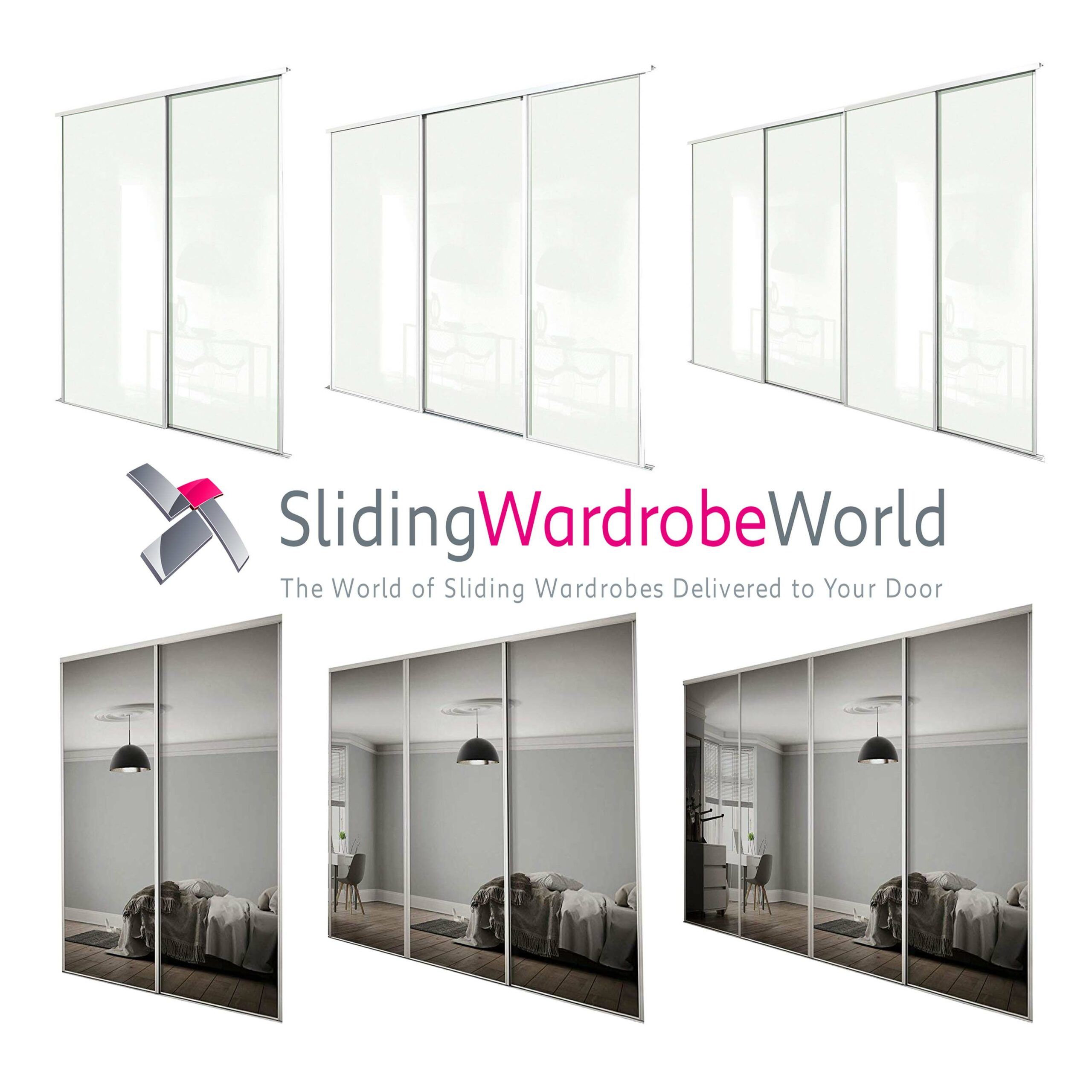 White Frame Arctic White Glass And Mirror 'classic' Sliding Door Kits (many  Sizes) – Sliding Wardrobe World In Arctic White Wardrobes (View 8 of 15)