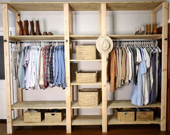 Wood Closet Shelving Plan Pdf Wardrobe Closet Organizer – Etsy Inside Closet Organizer Wardrobes (View 8 of 15)