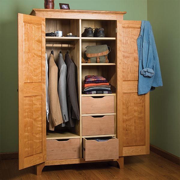 Woodcraft Magazine – Traditional Cherry Wardrobe – Paper Plan | Wood  Furniture Plans, Wardrobe Design Bedroom, Small Closet Makeover With Regard To Wardrobes In Cherry (View 9 of 15)
