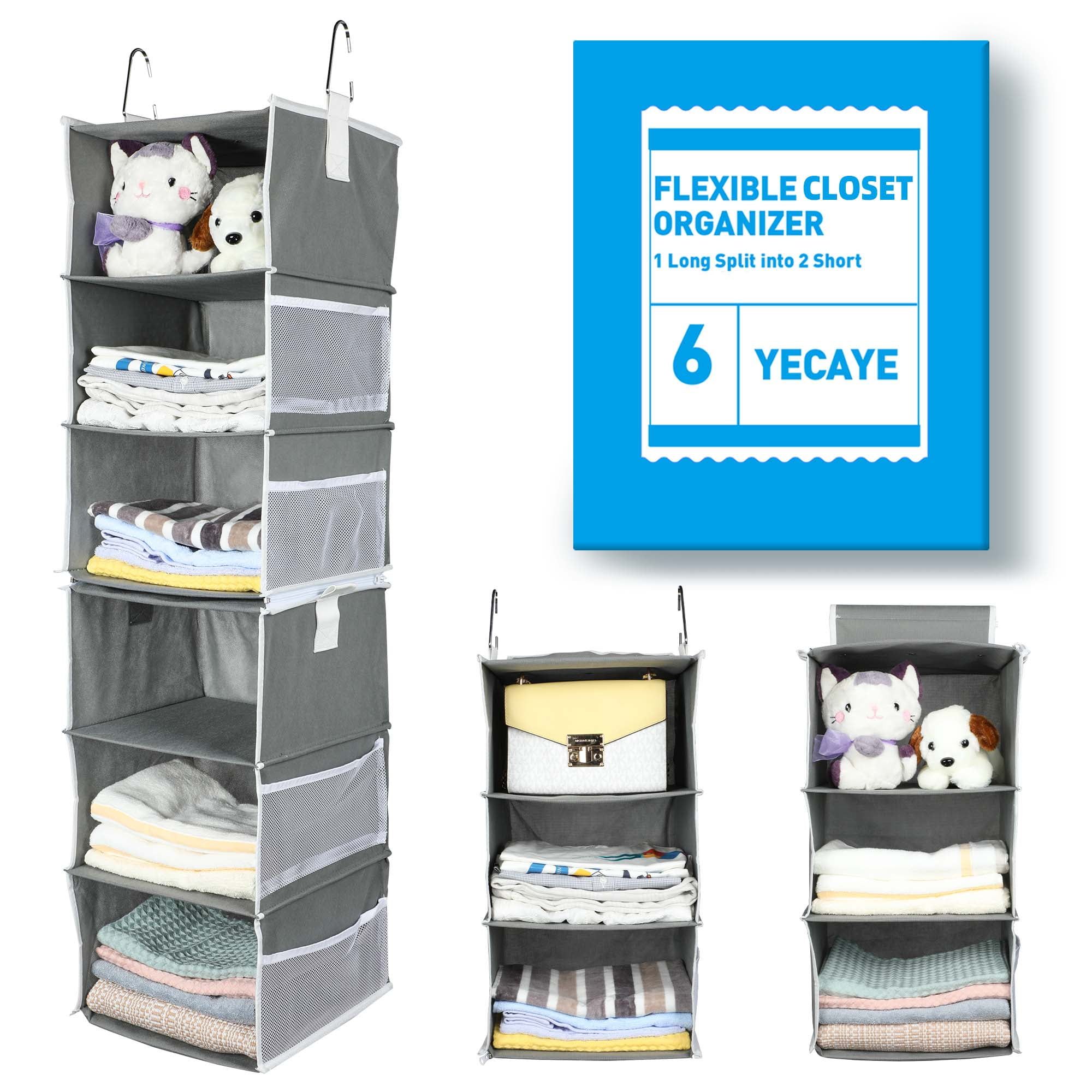 Yecaye 6 Shelf Hanging Closet Organizer, 2 Separable 3 Shelf Hanging  Shelves For Wardrobe Clothes Storage, Gray – Walmart Inside 2 Separable Wardrobes (View 7 of 15)