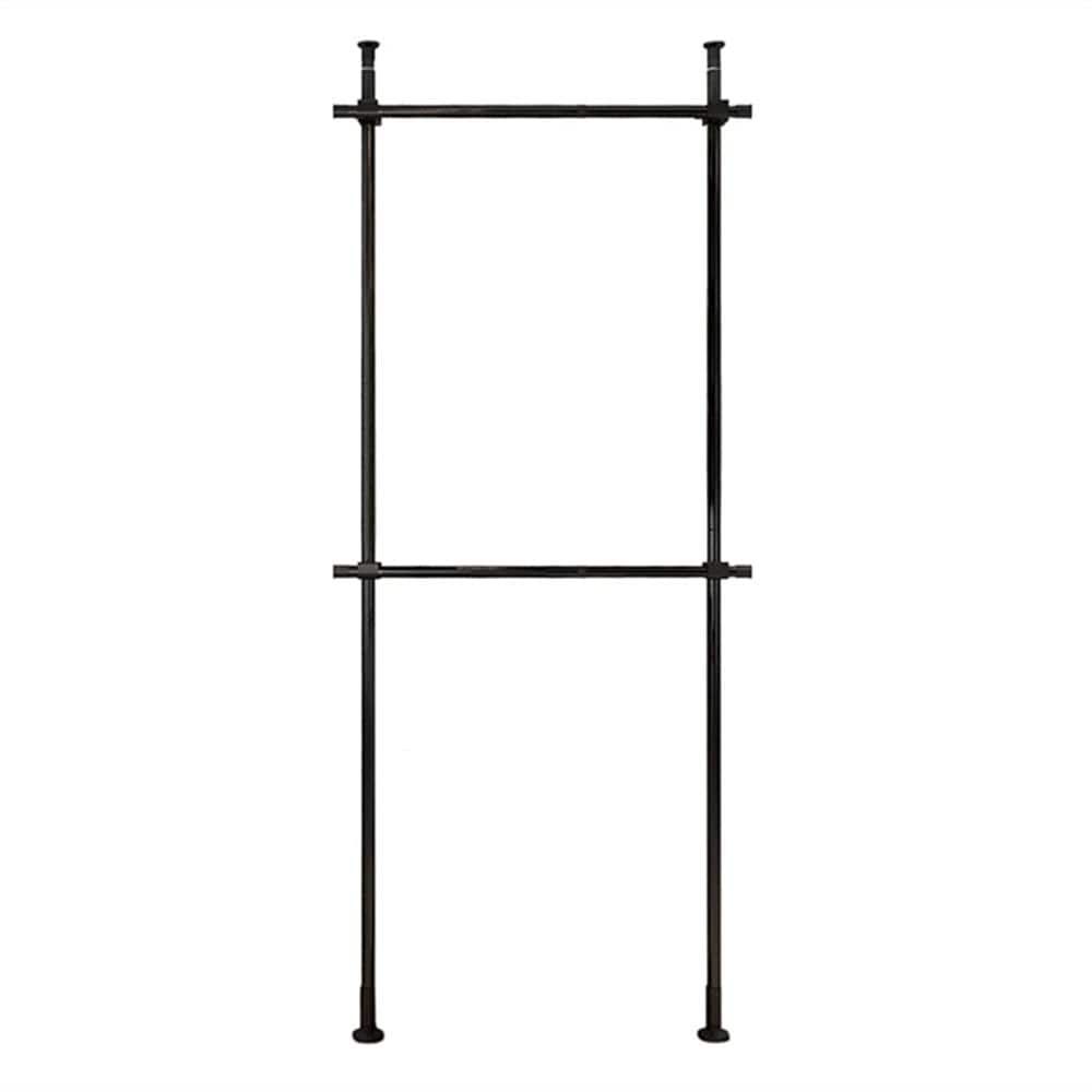 Yiyibyus Black Stainless Steel 2 Tier Adjustable Hanging Clothes Rack 43.3  In. W X 120 In. H Hg Lyflst 5911 – The Home Depot In 2 Tier Adjustable Wardrobes (Photo 13 of 15)