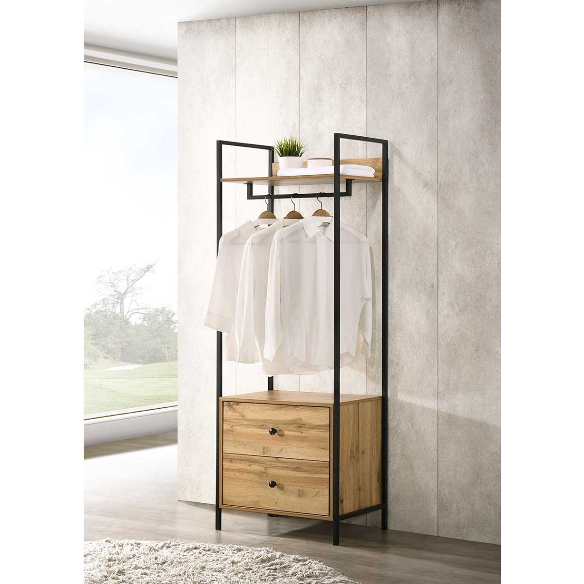 Zahra Bedroom Open Wardrobe With 2 Drawers Throughout Wardrobes With Two Drawers (View 6 of 15)