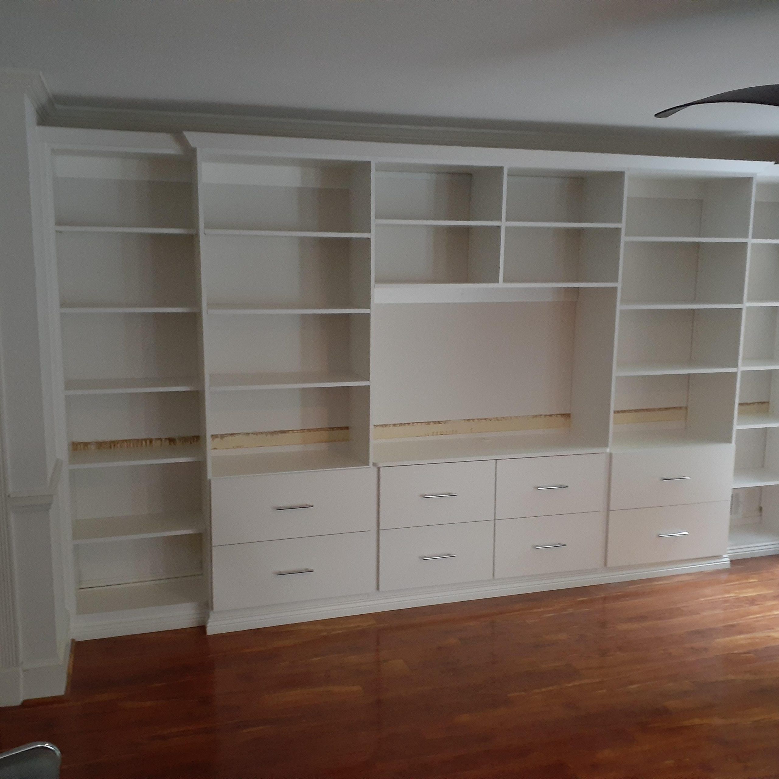 12 Foot Wide Entertainment Center With Soft Close Drawers, Hidden Wire  Management, Crown And Base Molding (View 12 of 15)