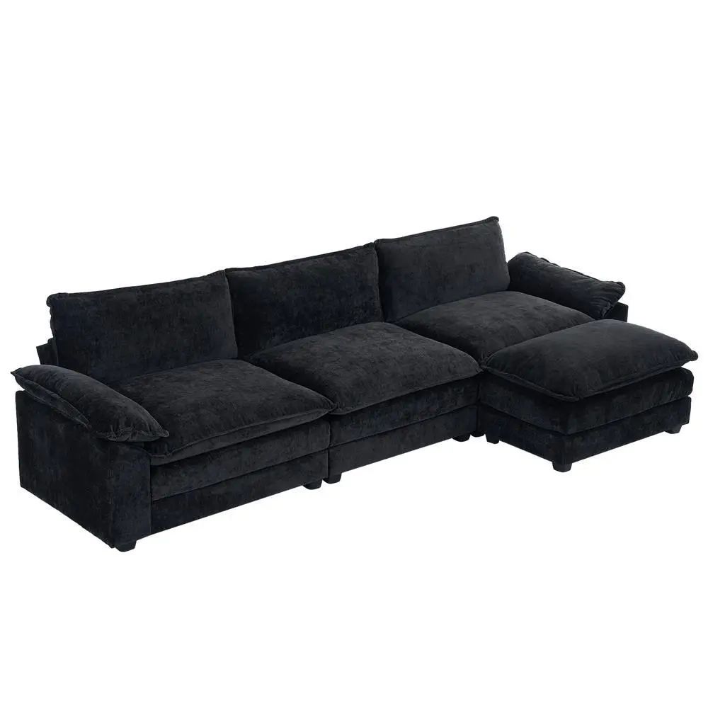120 Inch Convertible Sectional Sofa Set 3 Seats L Shaped Sofa Couch Living  Room | Ebay Regarding 3 Seat L Shaped Sofas In Black (View 3 of 15)