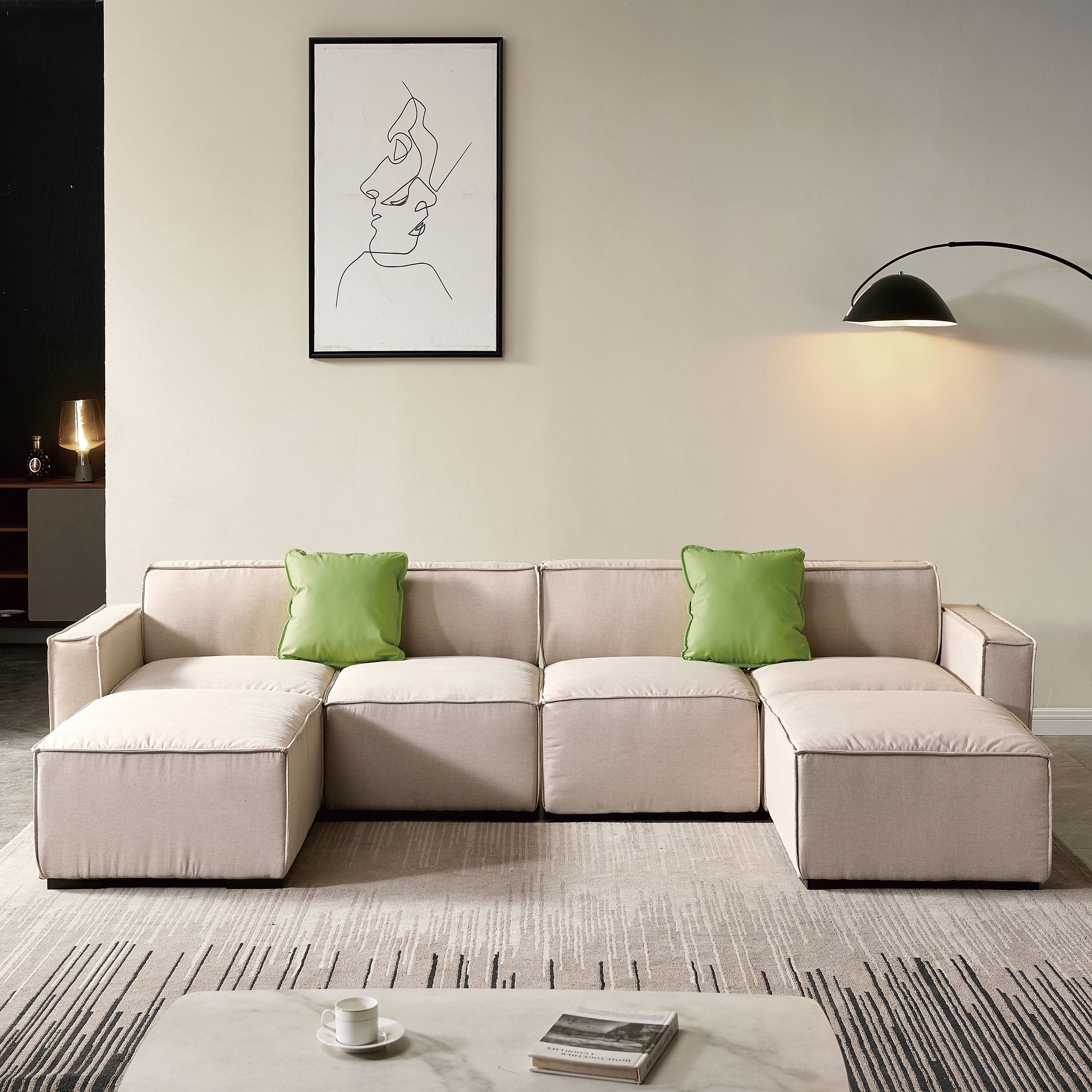 131" Convertible Modular Sectional Sofa Sets Modern U Shaped Sectional Couch  With Removable Ottomans For Living Room – Bed Bath & Beyond – 38149280 With Regard To Modern U Shaped Sectional Couch Sets (View 10 of 15)