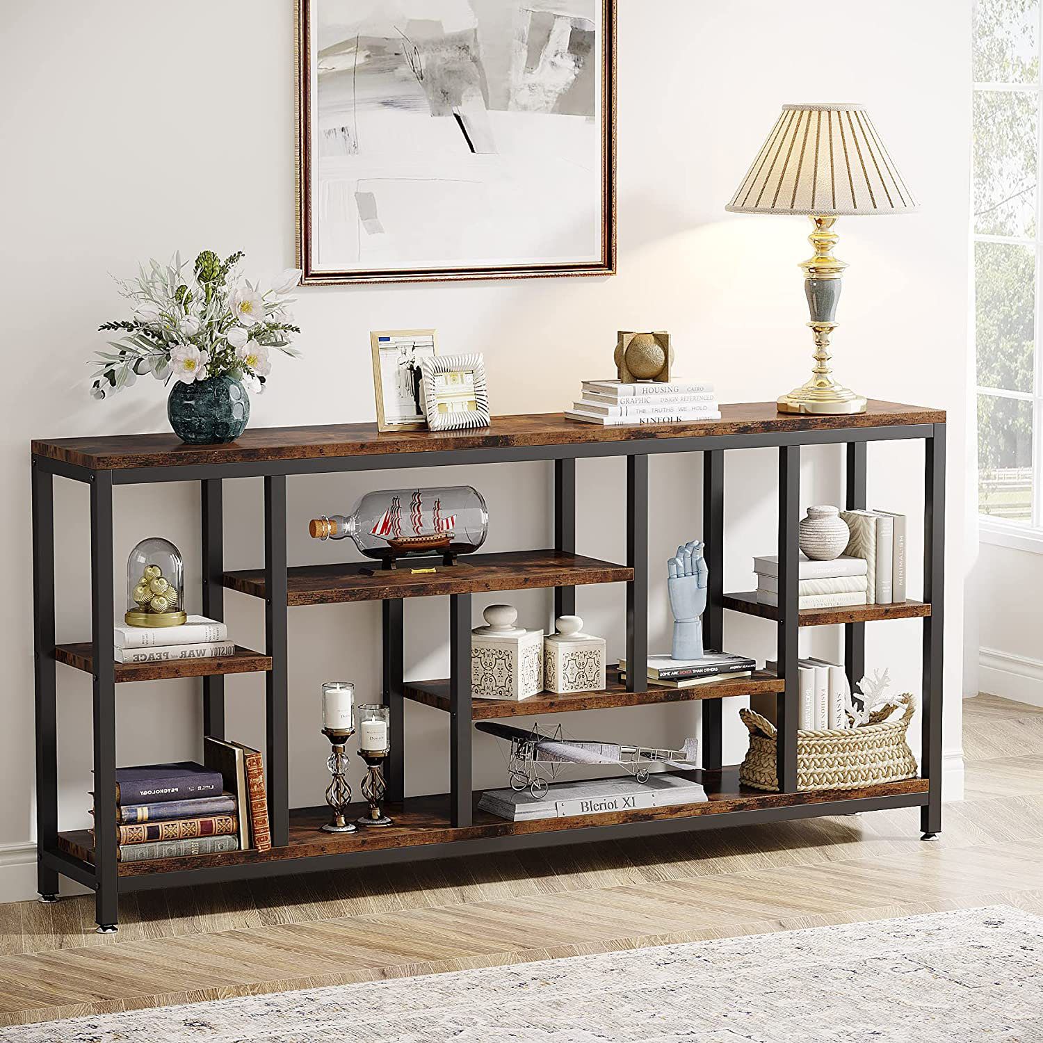 17 Stories 70.86" Console Tabla & Reviews | Wayfair Intended For Asymmetrical Console Table Book Stands (Photo 9 of 15)
