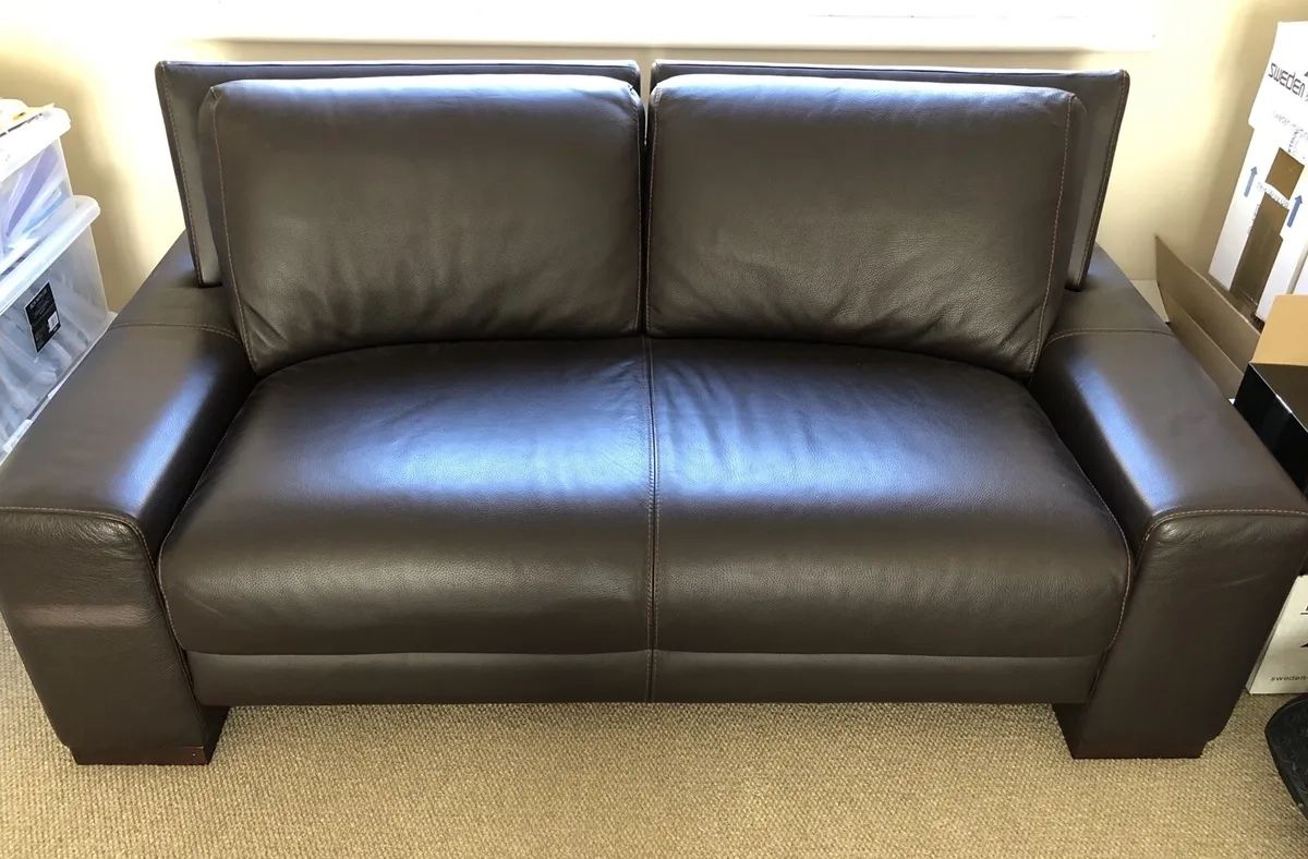 2 & 3 Seater Suite Italian Leather Nicoletti – Chocolate Brown – Local  Delivery | Ebay Within Faux Leather Sofas In Chocolate Brown (View 15 of 15)