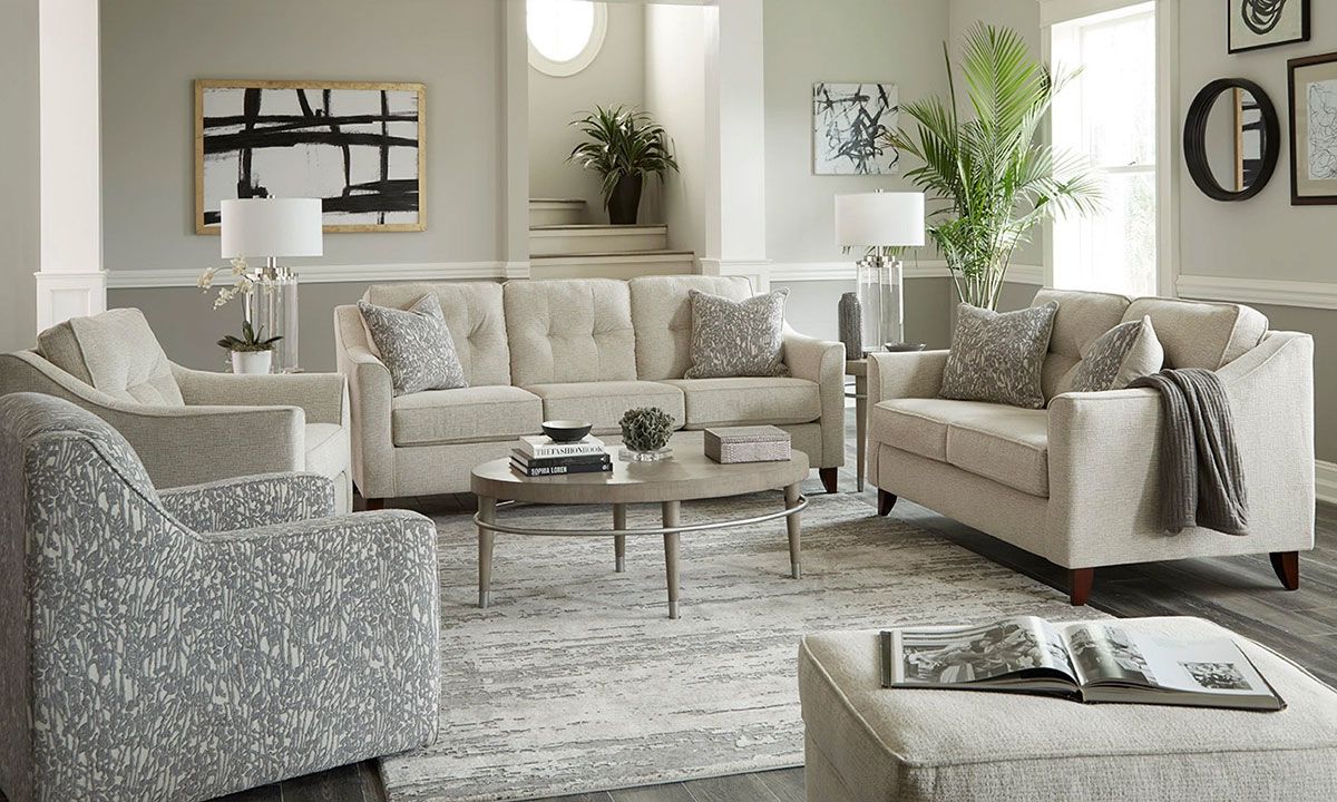 3 Piece Living Room Set – Harleston Cream | Haynes Furniture Inside Sofas In Cream (View 8 of 15)