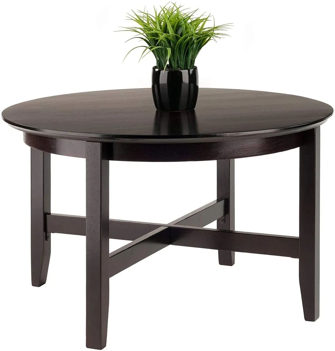 30" Solid Wood Round Coffee Table Modern Living Room Furniture Espresso  Finish | Ebay Regarding Espresso Wood Finish Coffee Tables (View 15 of 15)