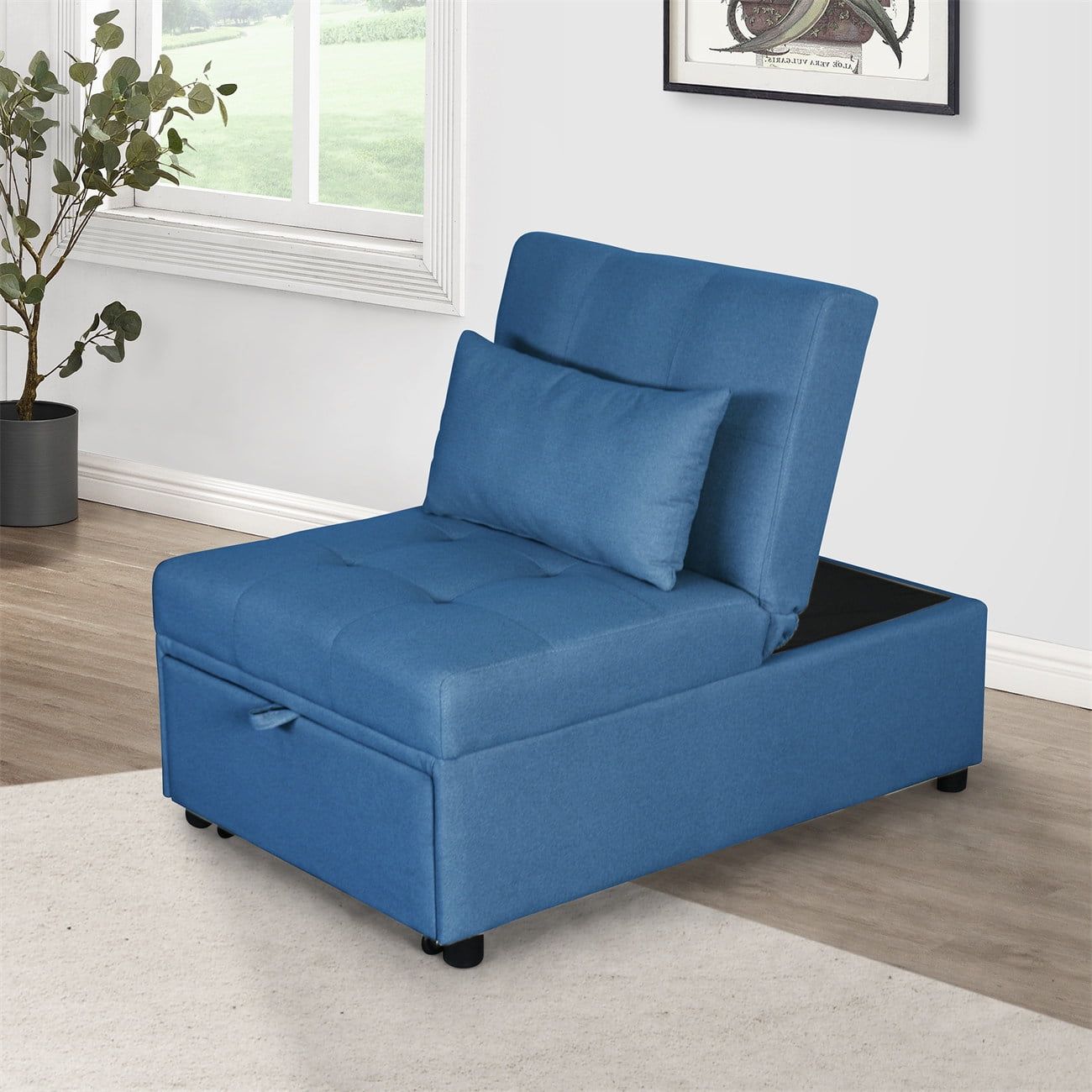 4in1 Multi Function Folding Sofa Bed Chair, Single Folding Ottoman Sleeper  Sofa Bed, Modern Sleeper Convertible Chair Adjustable Backrest, Small Couch Bed  For Living Room/small Apartment, Navy Blue – Walmart In 4 In 1 Convertible Sleeper Chair Beds (View 8 of 15)