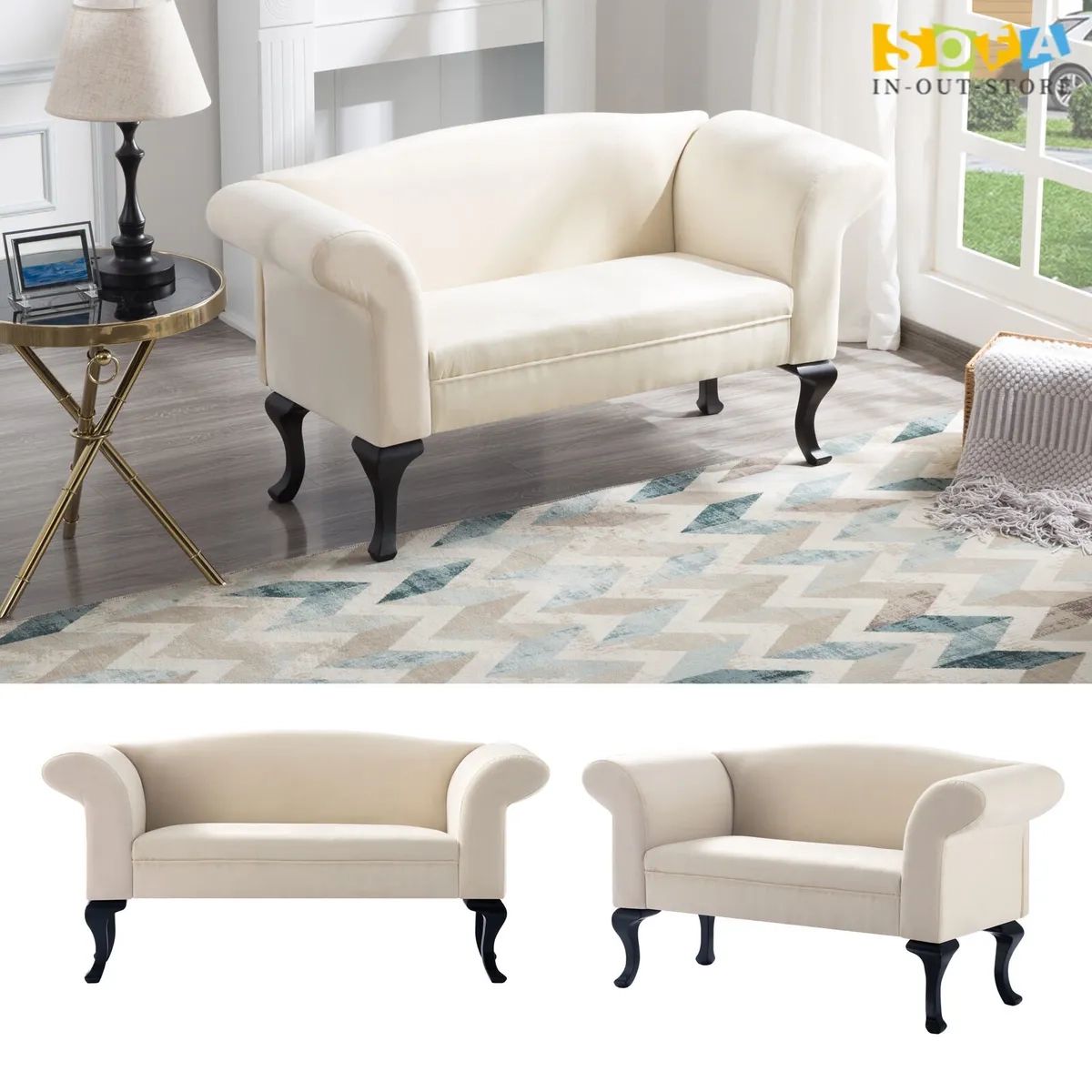 53" Loveseat Upholstered Velvet Sofa Couch 2 Seater Love Seat For Smaller  Spaces | Ebay Throughout Small Love Seats In Velvet (Photo 6 of 15)