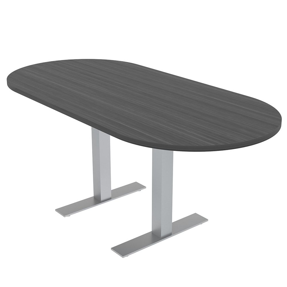 6 Person Racetrack Conference Table Metal T Bases Power And Data Unit – On  Sale – Bed Bath & Beyond – 35570105 With Regard To White T Base Seminar Coffee Tables (Photo 3 of 15)