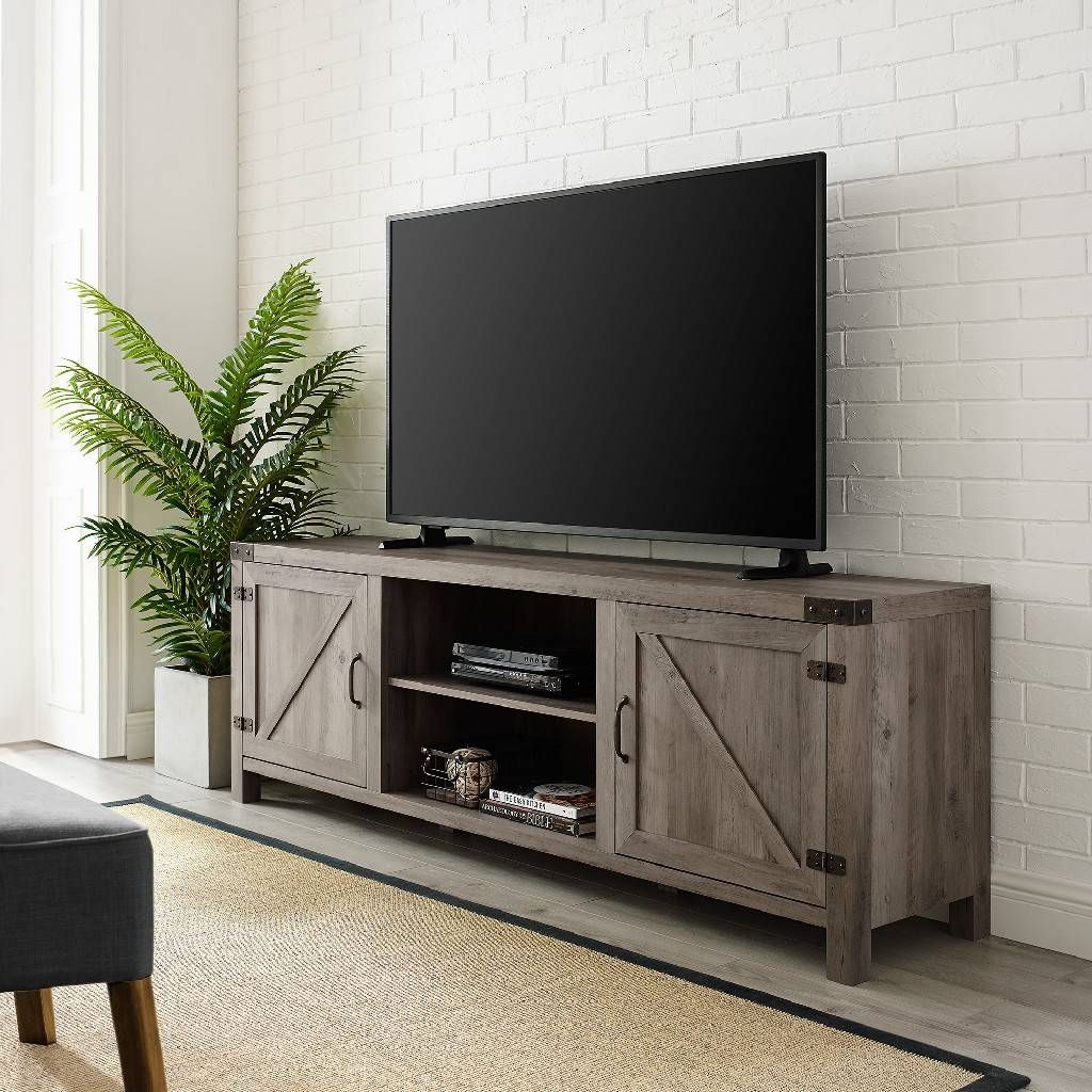 70" Modern Farmhouse Tv Stand In Grey Wash – Walker Edison W70bdsdgw Pertaining To Farmhouse Tv Stands For 70 Inch Tv (Photo 10 of 15)