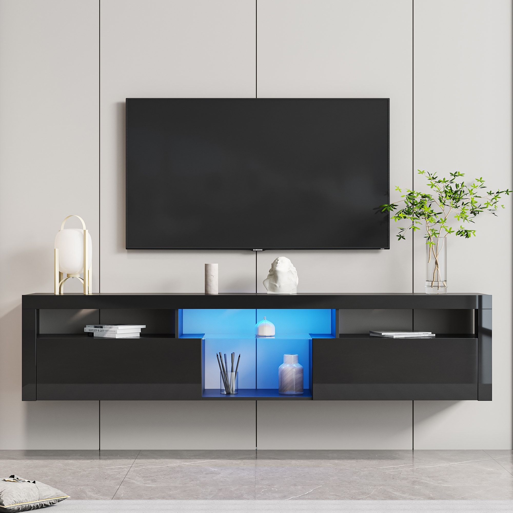 78''l Modern Floating&floor Dual Use Tv Stand Cabinet With 2 Storage  Cabinet&open Shelf For Living Room Bedroom, Max 70 Inch – On Sale – Bed  Bath & Beyond – 37530214 With Regard To Dual Use Storage Cabinet Tv Stands (Photo 1 of 16)