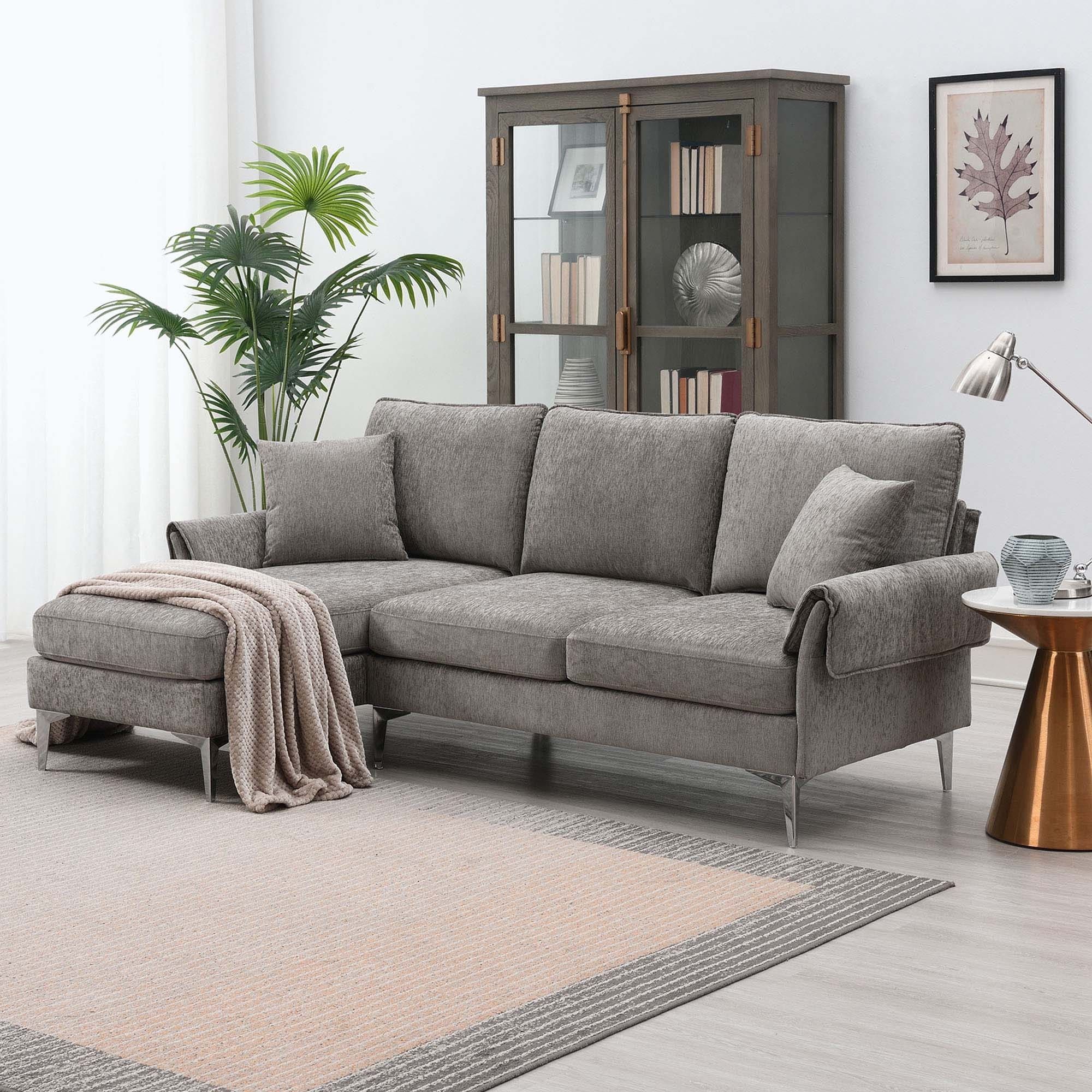 84 " Modern Convertible Sectional Sofa With Reversible Chaise Lounge – On  Sale – Bed Bath & Beyond – 37385476 Pertaining To L Shape Couches With Reversible Chaises (View 15 of 15)