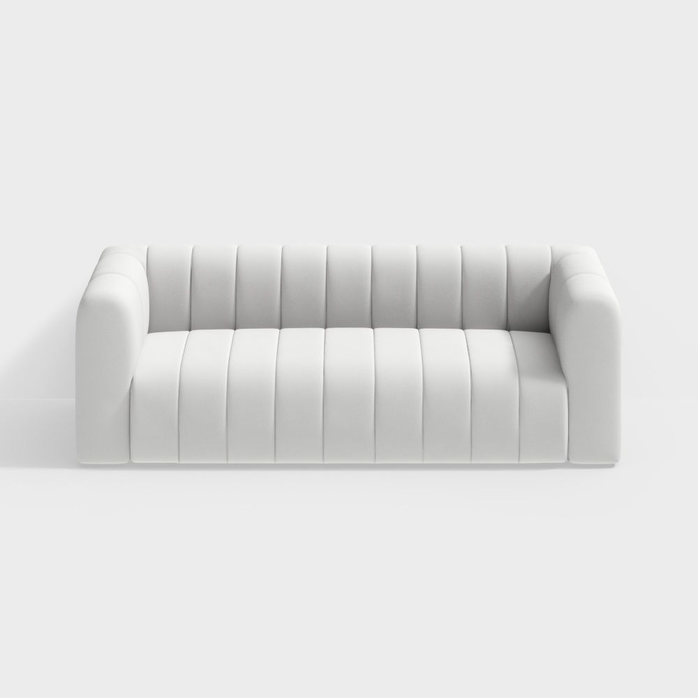 87.8" Modern White Velvet 3 Seater Sofa Channel Tufted Upholstered Luxury  Solid Wood | Homary Intended For Tufted Upholstered Sofas (Photo 12 of 15)