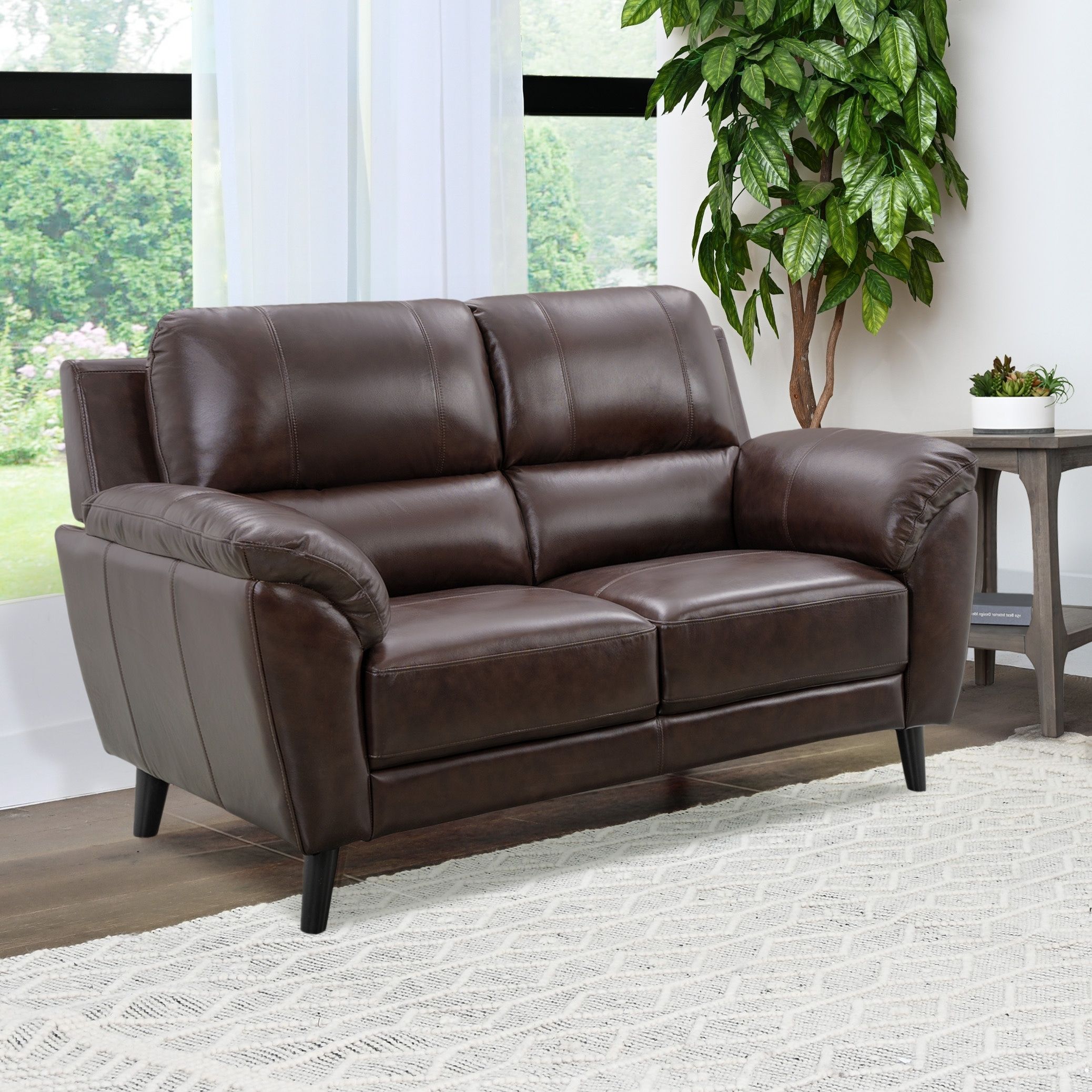Featured Photo of The Best Top Grain Leather Loveseats