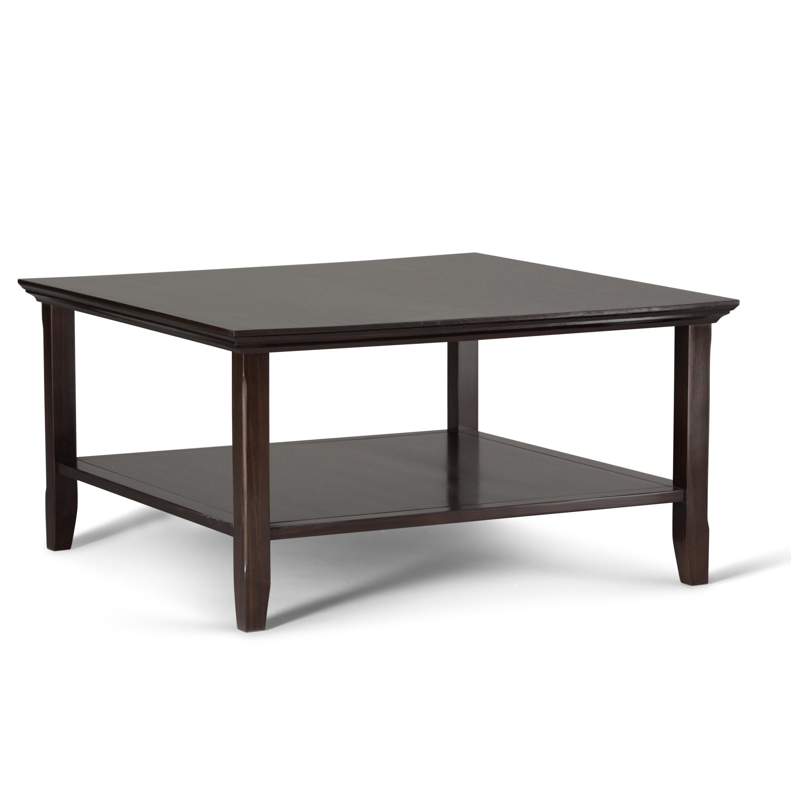 Acadian Solid Wood 36 Inch Wide Square Transitional Coffee Table In  Brunette Brown – Walmart For Transitional Square Coffee Tables (View 2 of 15)