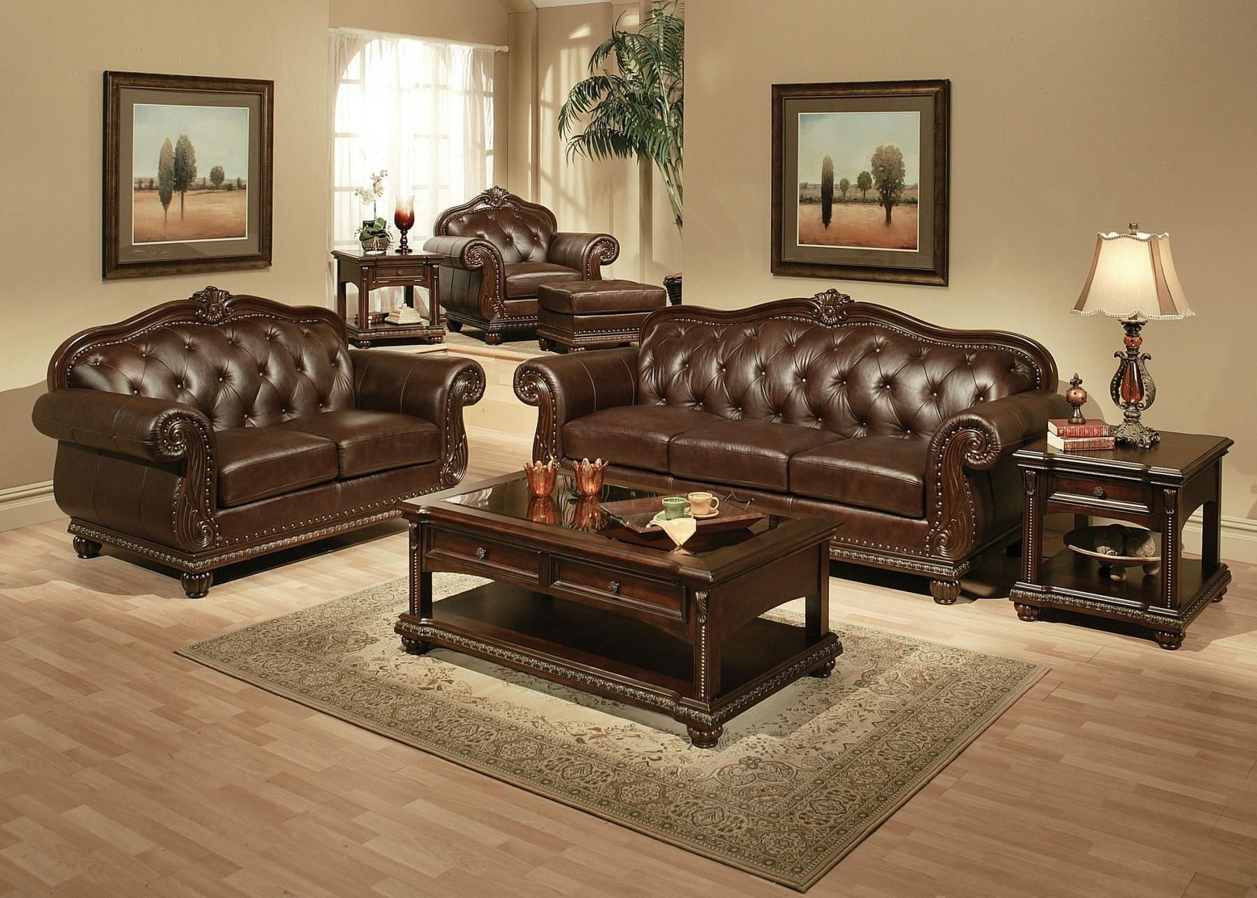 Acme Furniture 15030 Anondale Espresso Top Grain Leather Sofa Set 5 Pcs  Classic – Buy Online On Ny Furniture Outlet Within Top Grain Leather Loveseats (View 14 of 15)