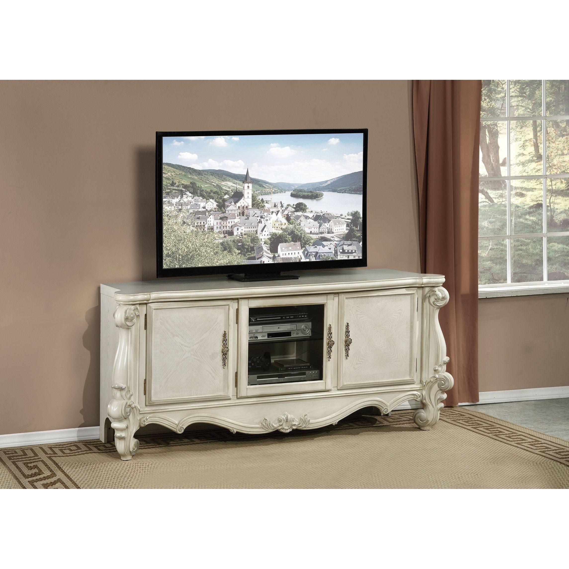 Acme Versailles Tv Console, Bone White – Bed Bath & Beyond – 21620208 In Versailles Console Cabinets (View 12 of 16)